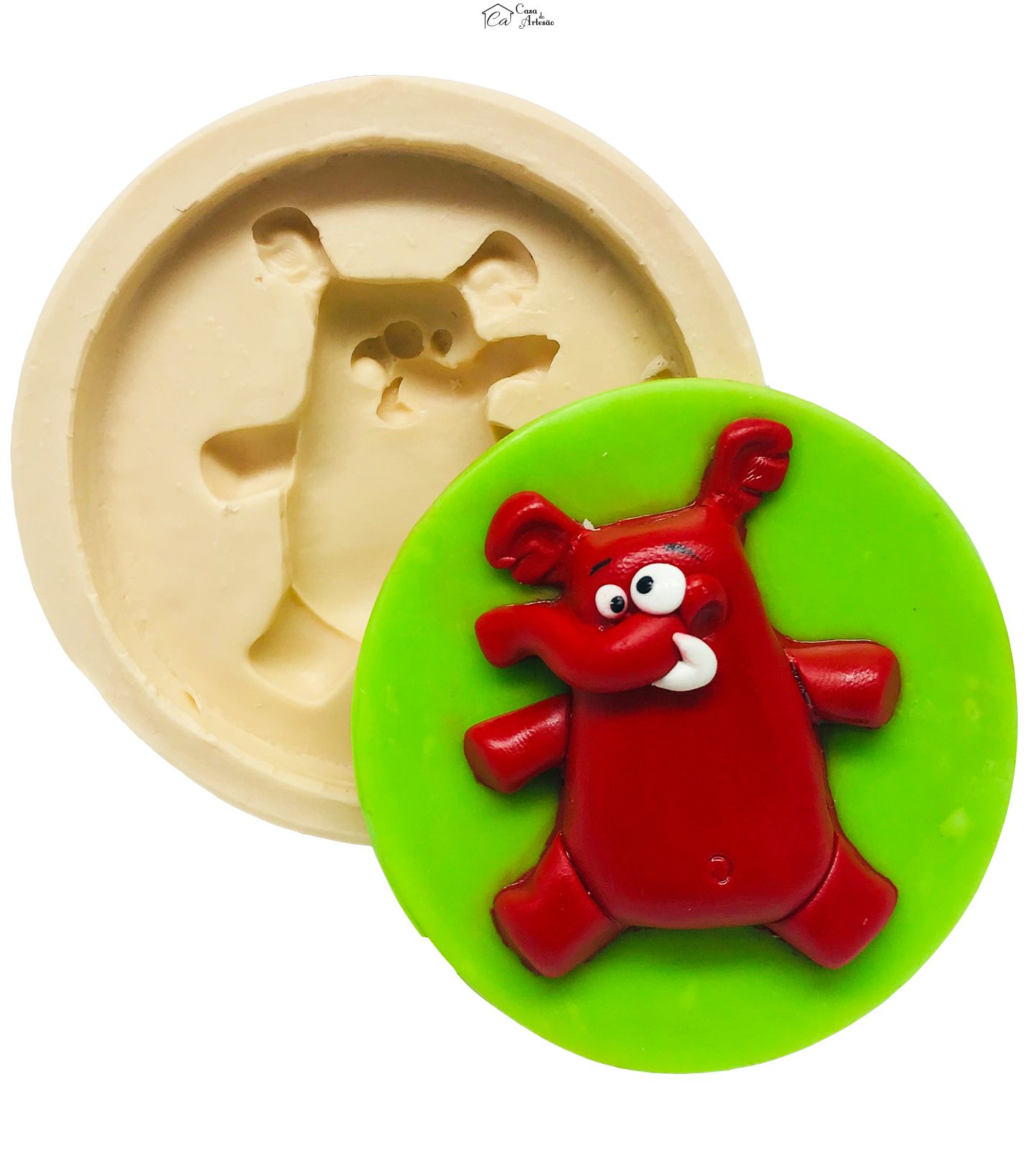 Molde de silicone - Galinha Pintadinha com Base - Elefante - Grande - P499