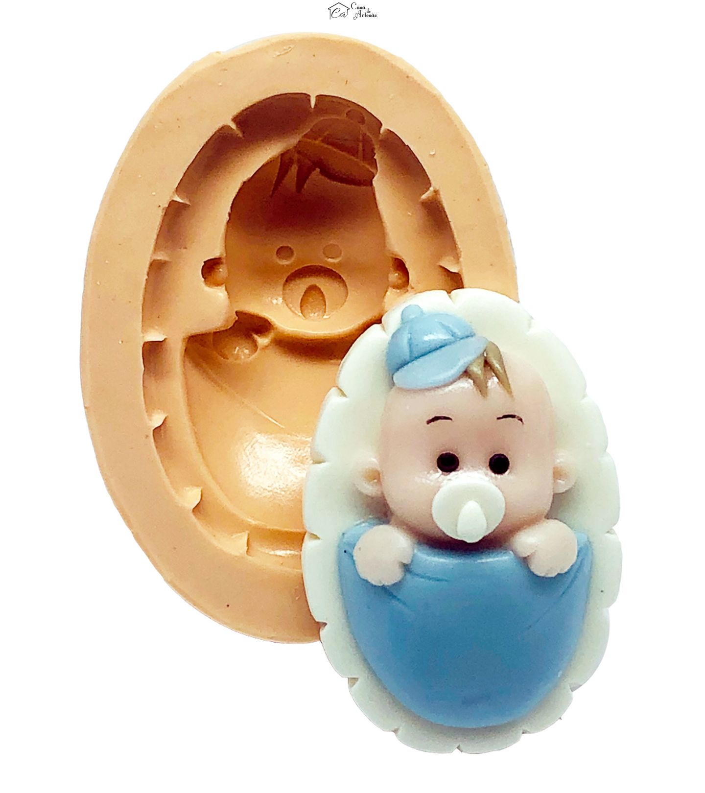 Molde de silicone - Bebê com Chupeta - Menino - Grande - P810