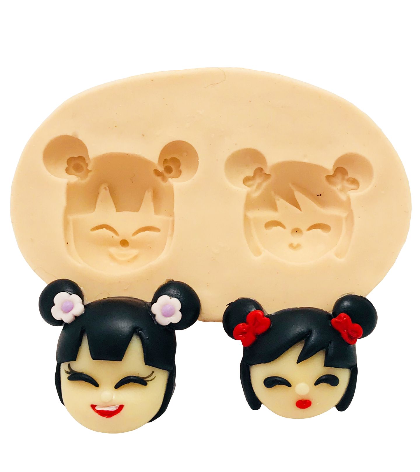 Molde de silicone - Rosto Gueixa - Mod.01 e Mod.02 - Pequeno - P448