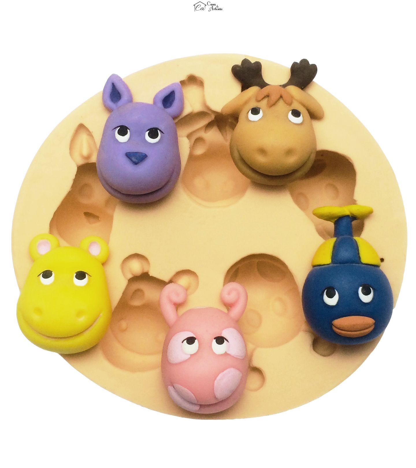 Molde de silicone - Backyardigans - Rostos - 5 Pç