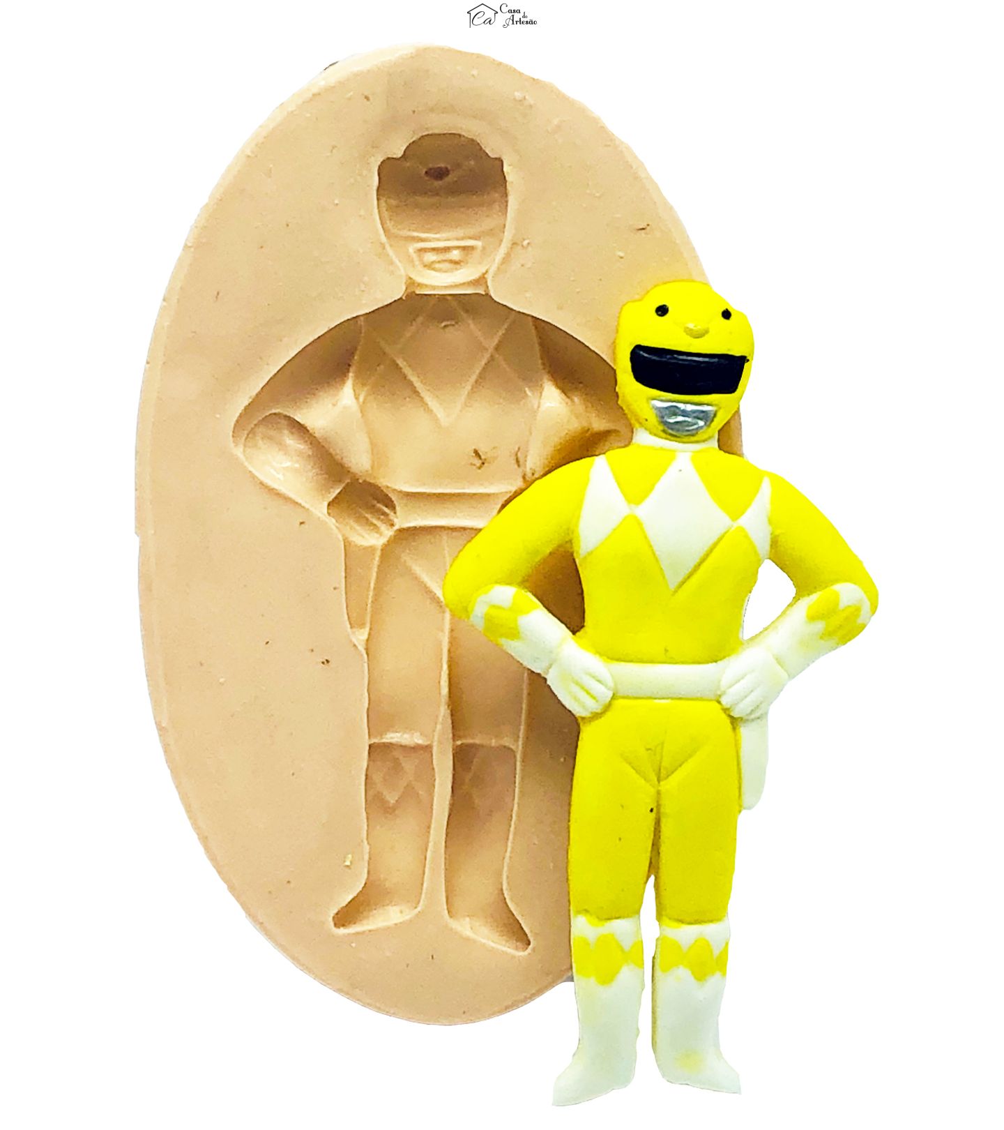 Molde de silicone - Power Ranger - Amarelo - Grande - P777