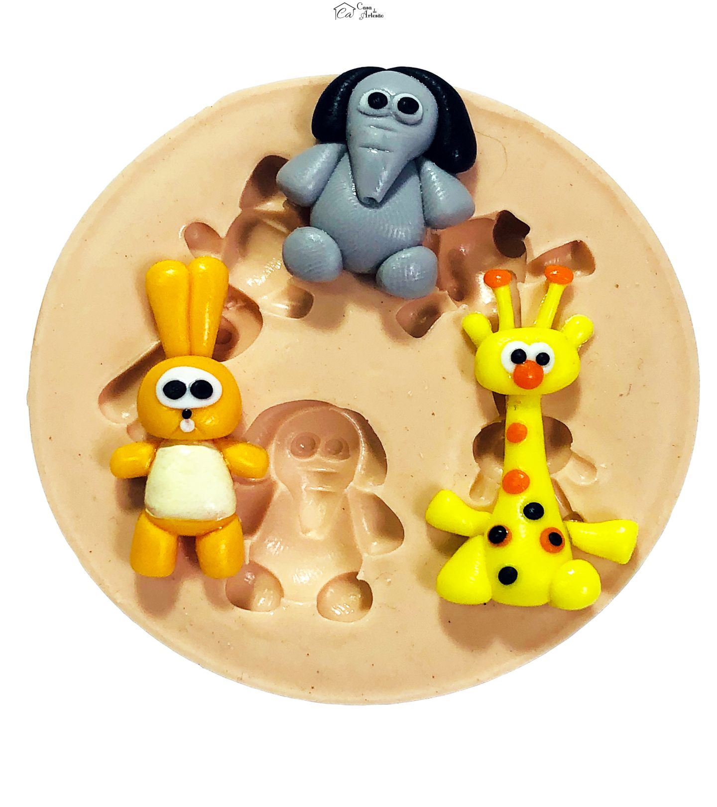 Molde de silicone - Baby Tv - Elefante/Girafa/Coelho - P713