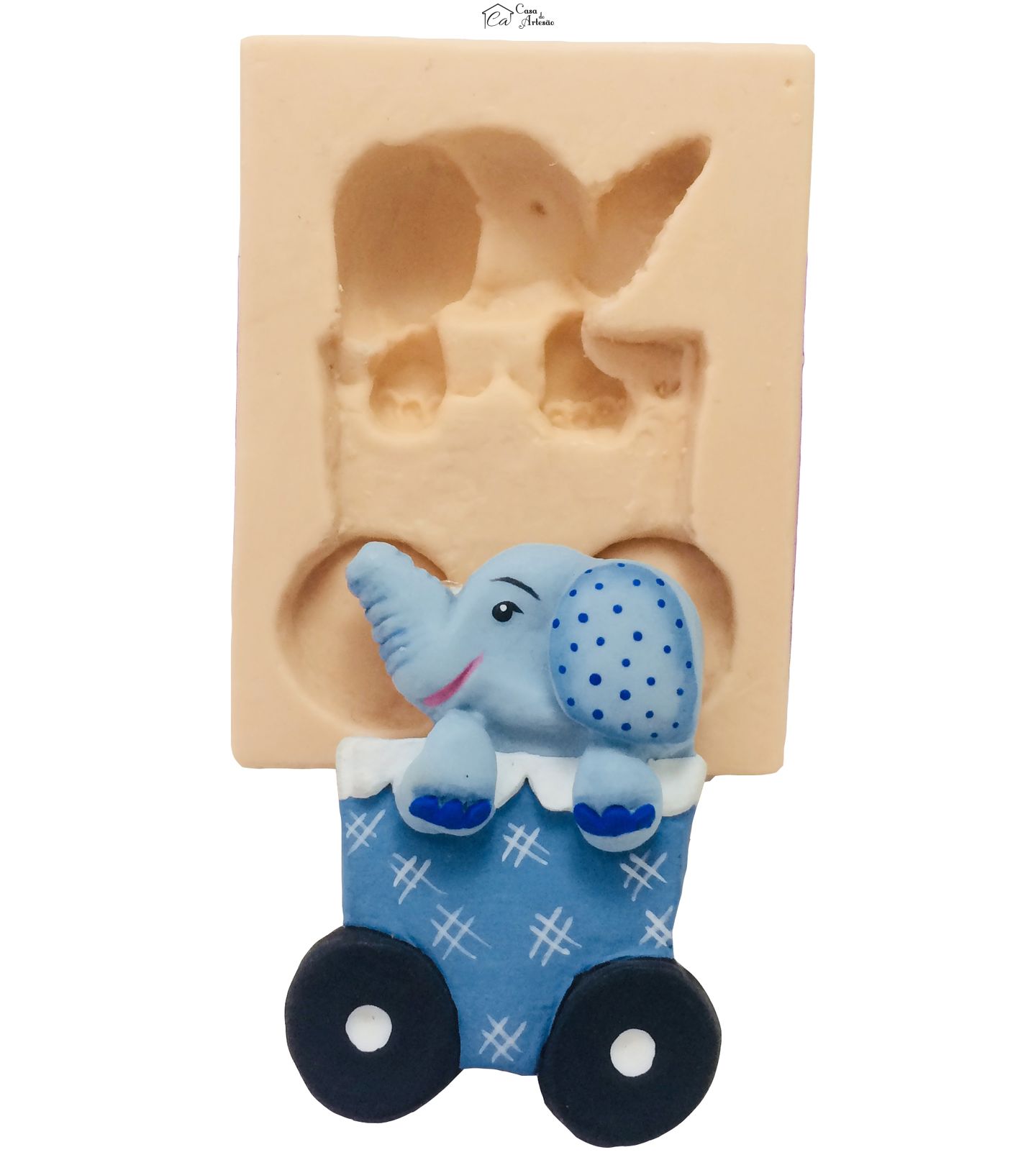 Molde de silicone - Elefante no Carrinho de Bebe - P115