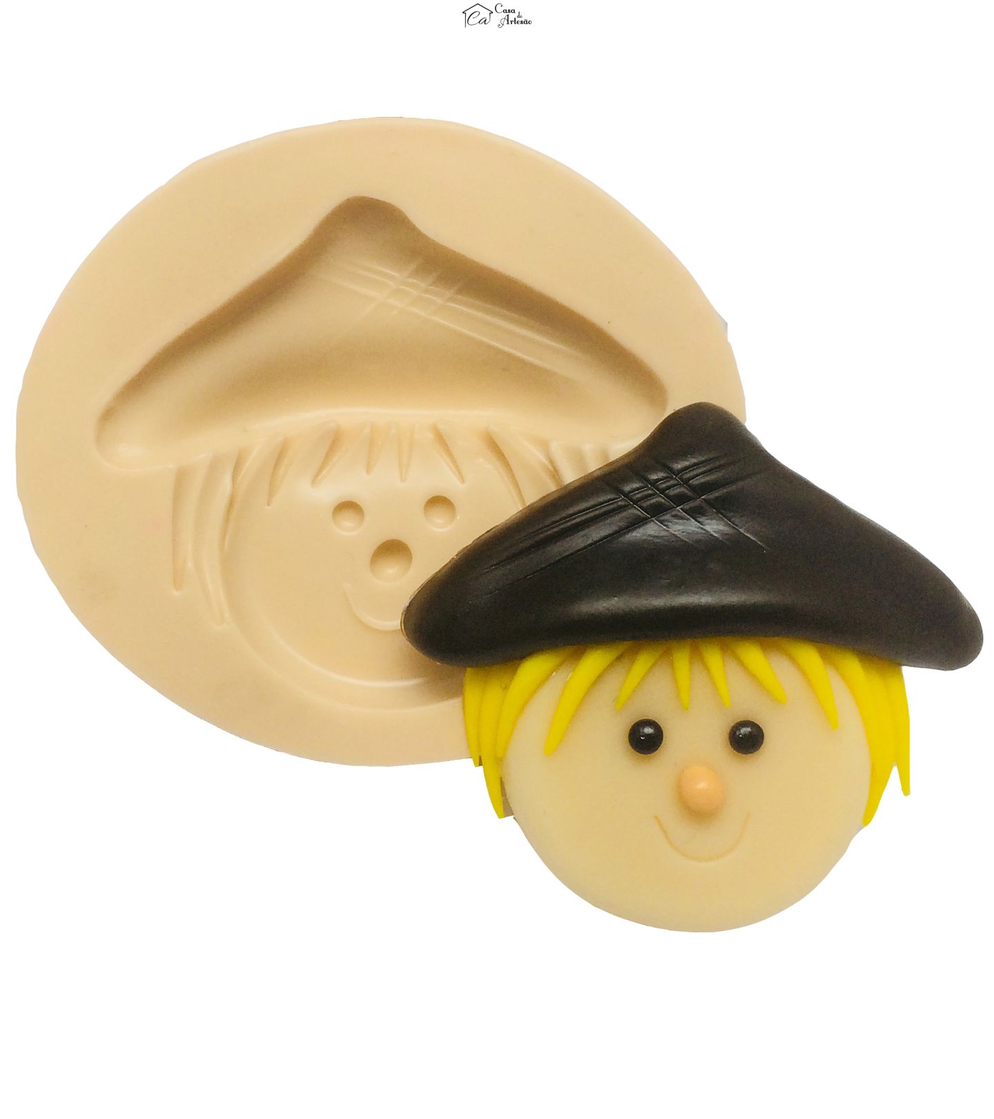 Molde de silicone - Caipira - Rosto Espantalho - Pequeno - P389