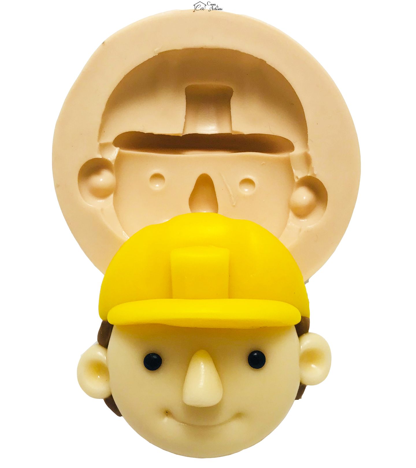 Molde de silicone - Bob Construtor - Rosto Bob - Grande - P431