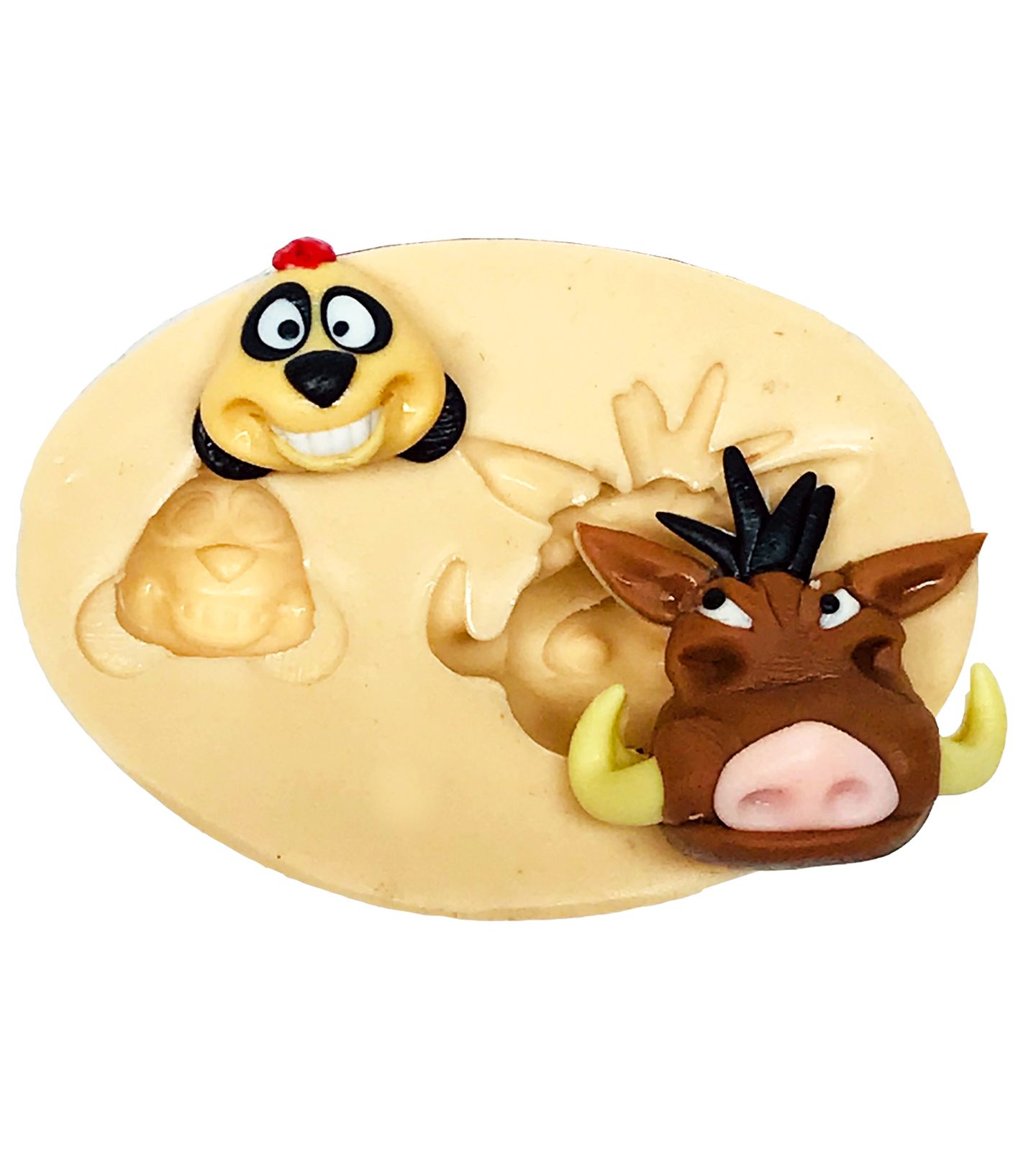 Molde de silicone - Rei Leão - Rosto Pumba e Timão - Pequeno - P621