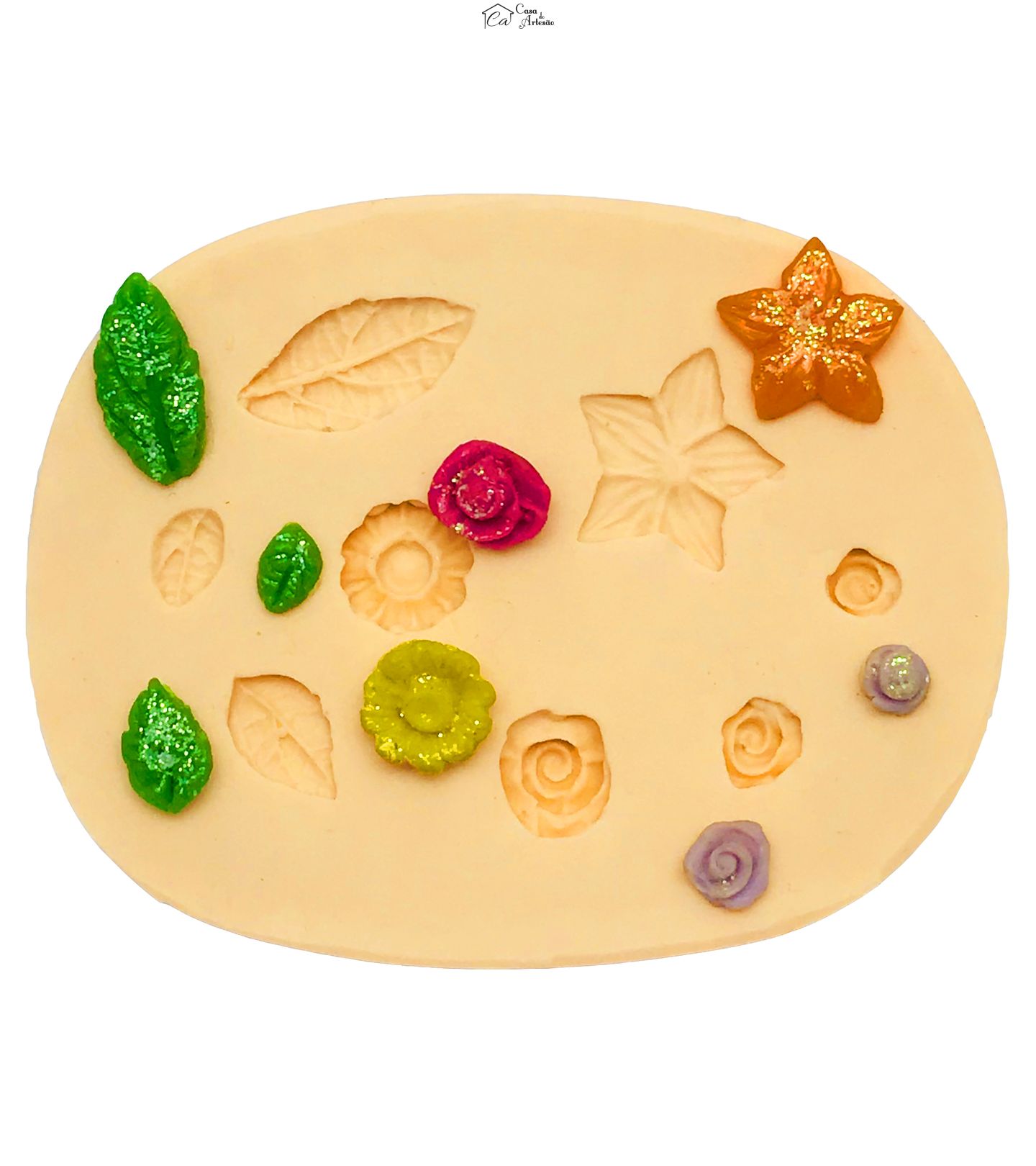 Molde de silicone - Flores (Rosas, Folhas, Etc)