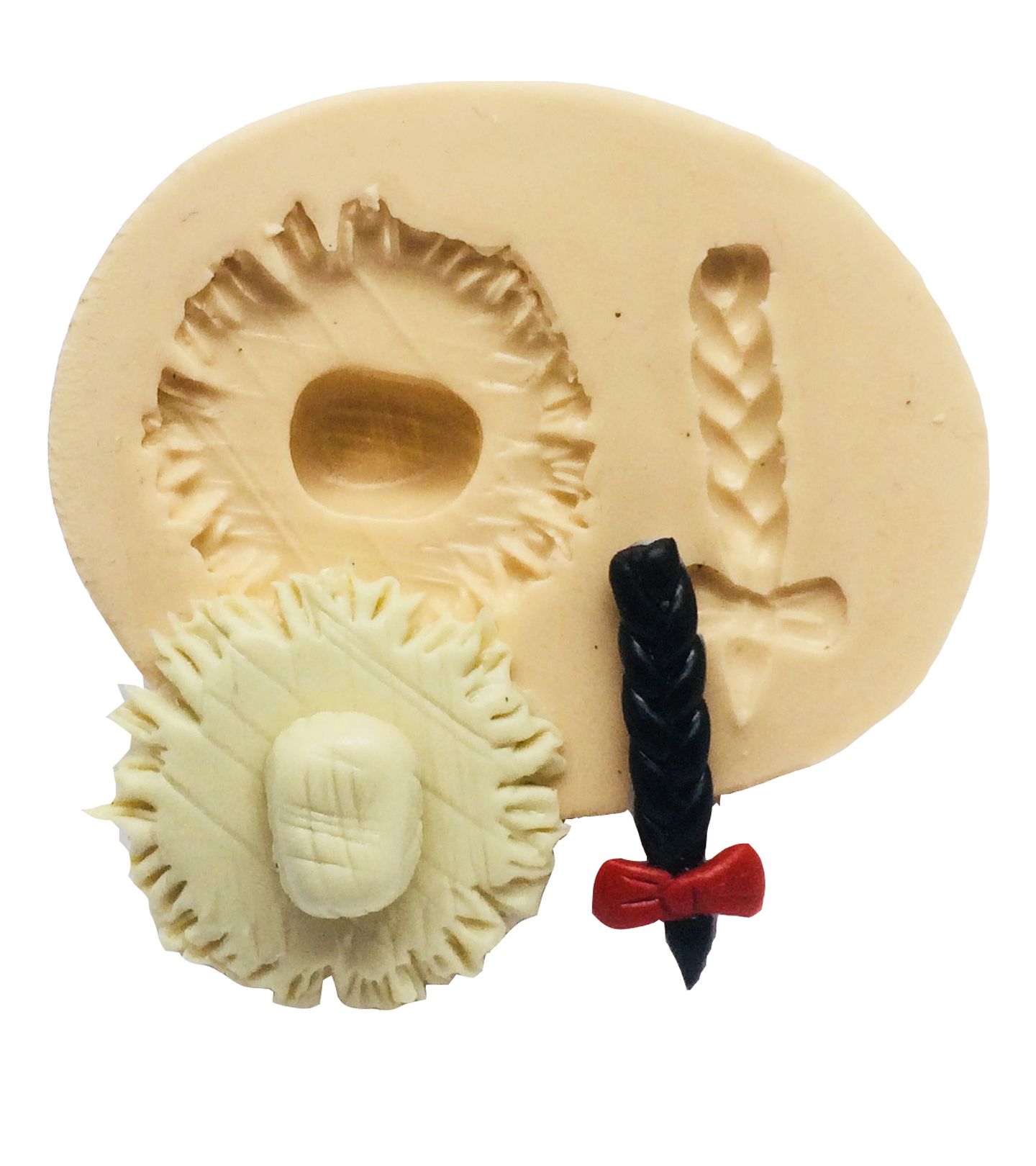 Molde de silicone - Caipira - Chapeu e Trança - Pequeno - P337
