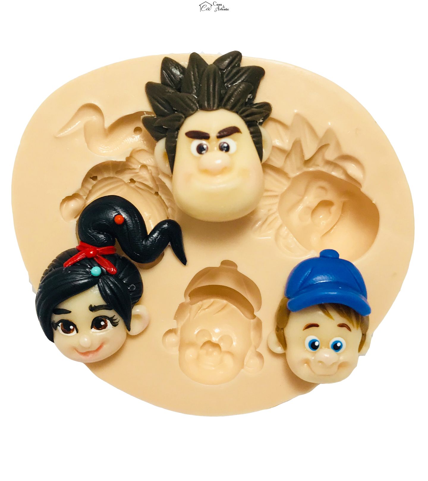 Molde de silicone - Detona Ralph - Rosto Turma - Pequeno - P434