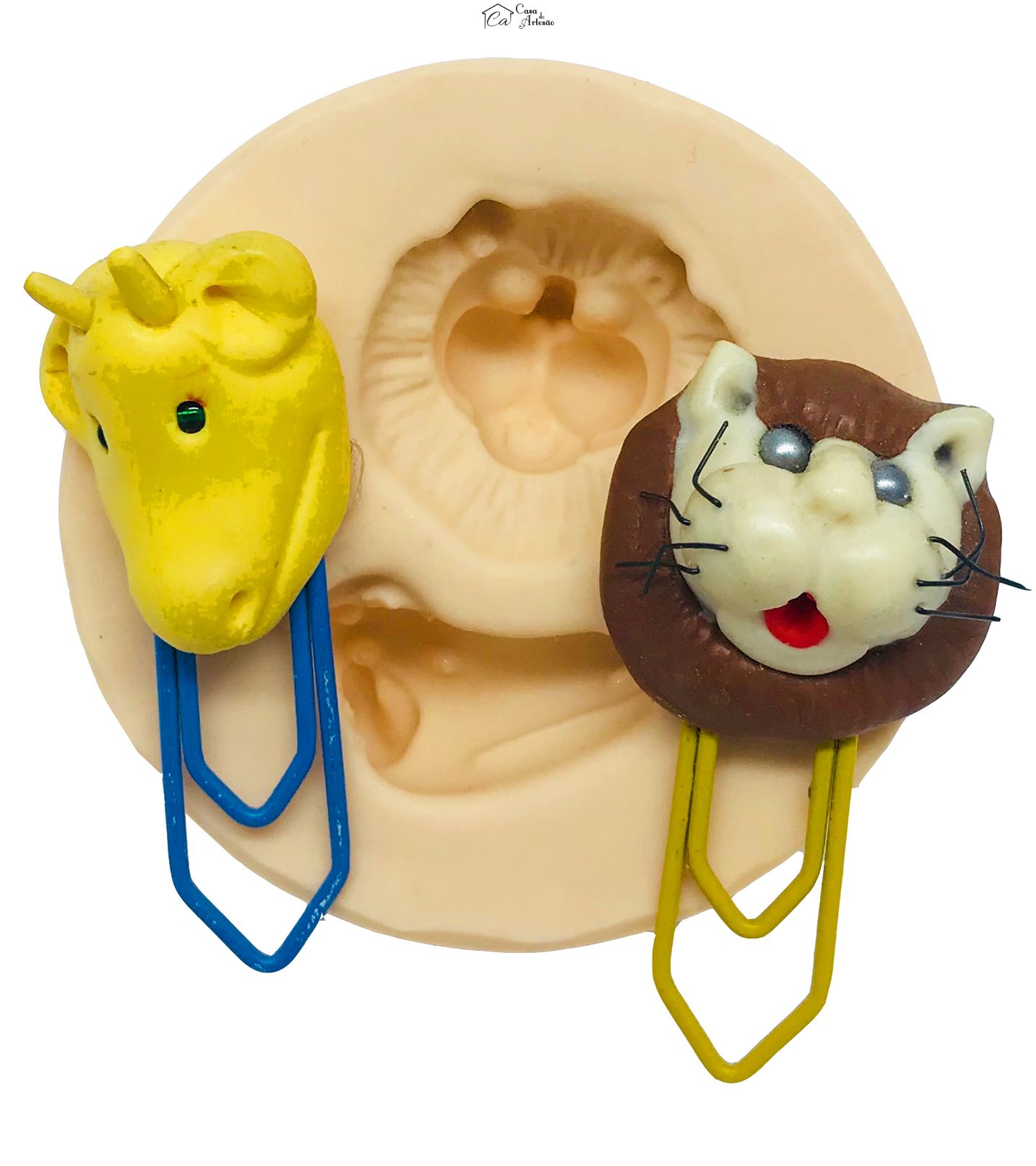 Molde de silicone - Mini Cabecinha Leão/Girafa