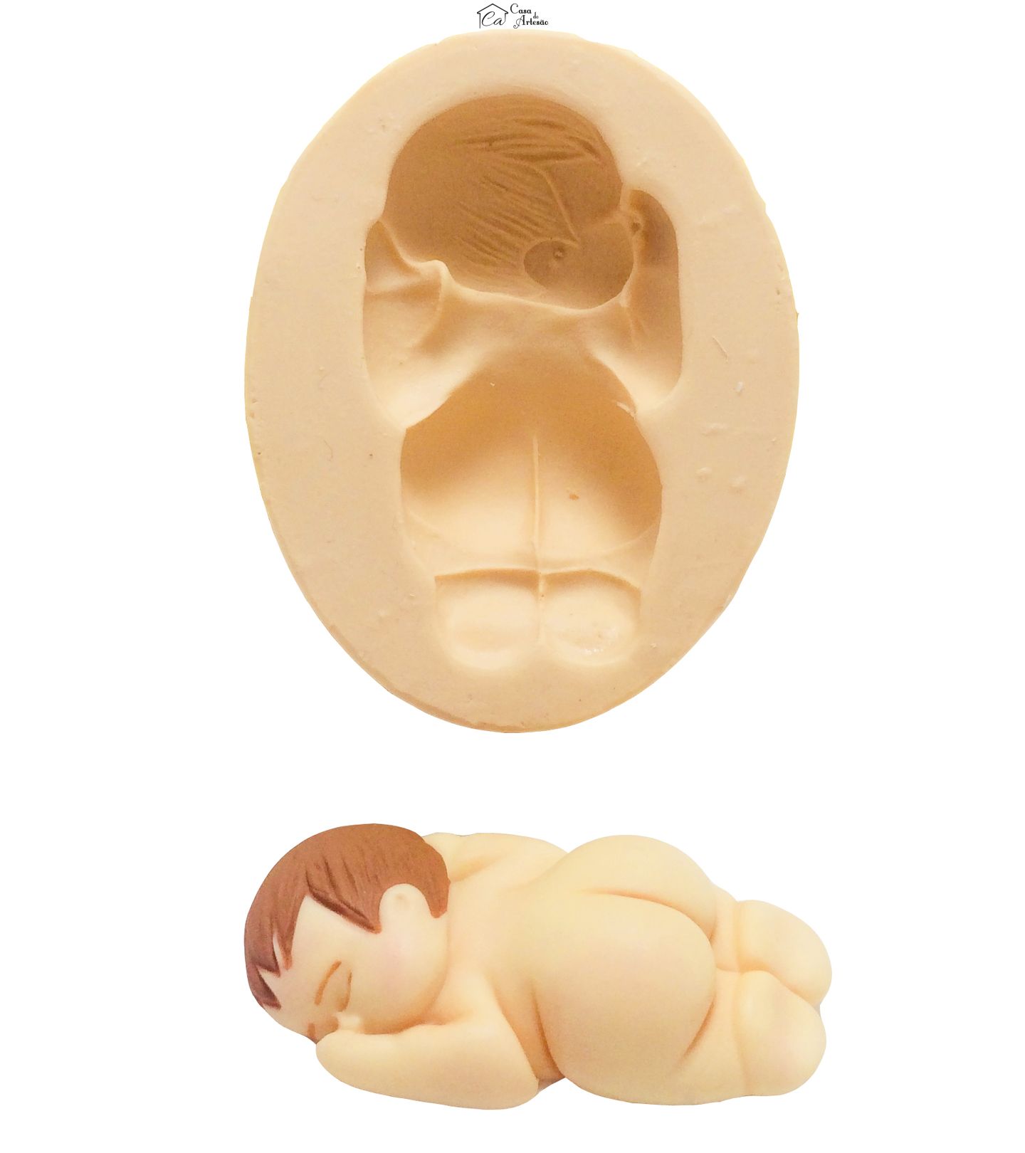 Molde de silicone - Bebe Dormindo c/ Dedo Na Boca - Mod. 2