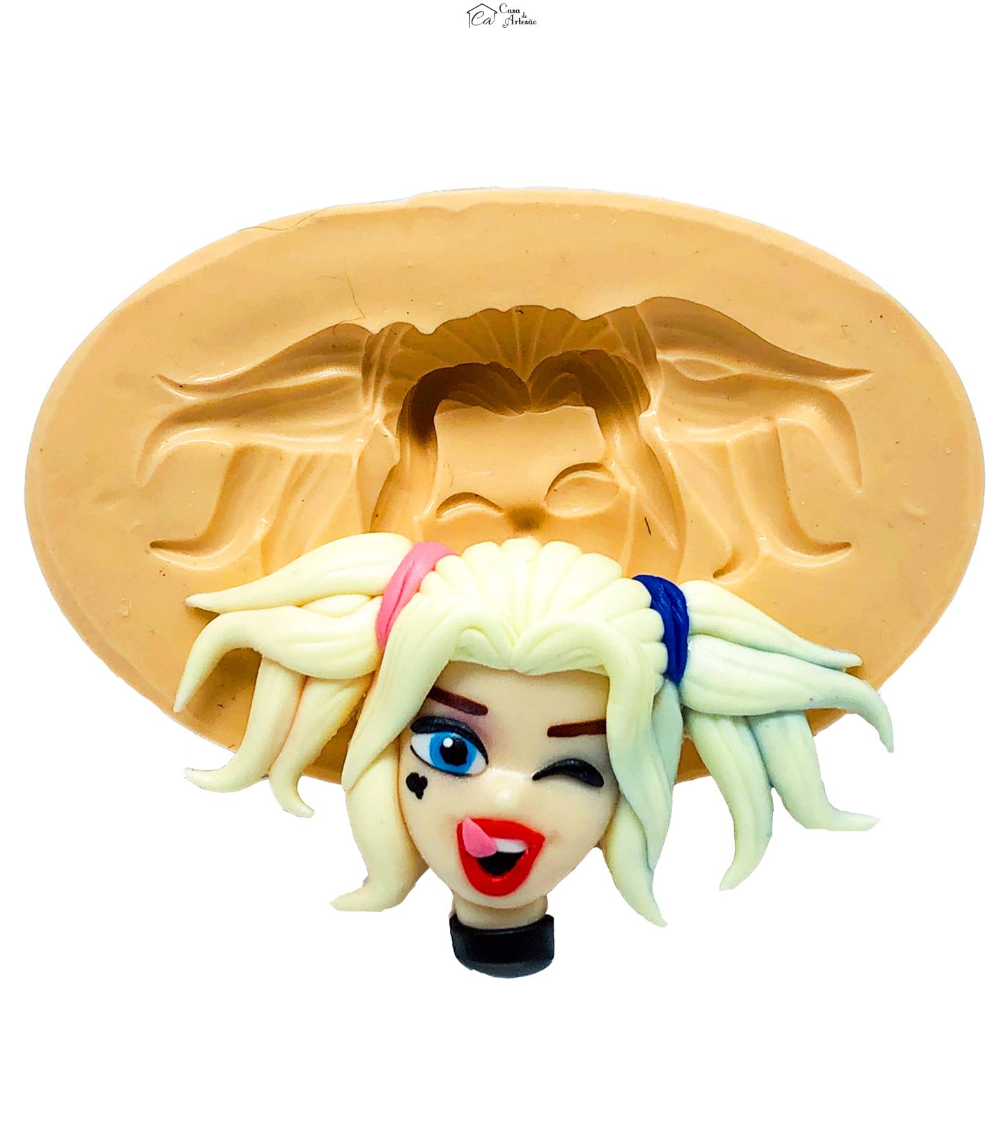 Molde de silicone - Liga da Justiça - Rosto Arlequina - Medio - P769