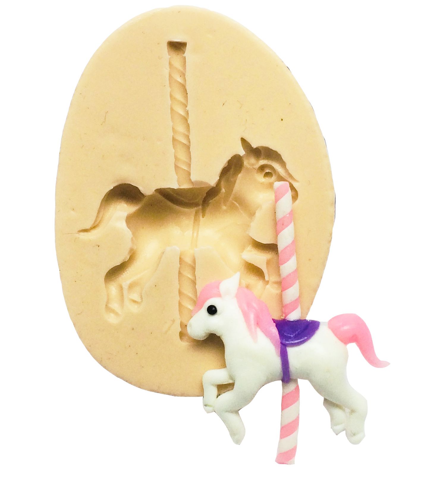 Molde de silicone - Carrossel - Cavalo - Pequeno - Mod.01 - P167 / 186