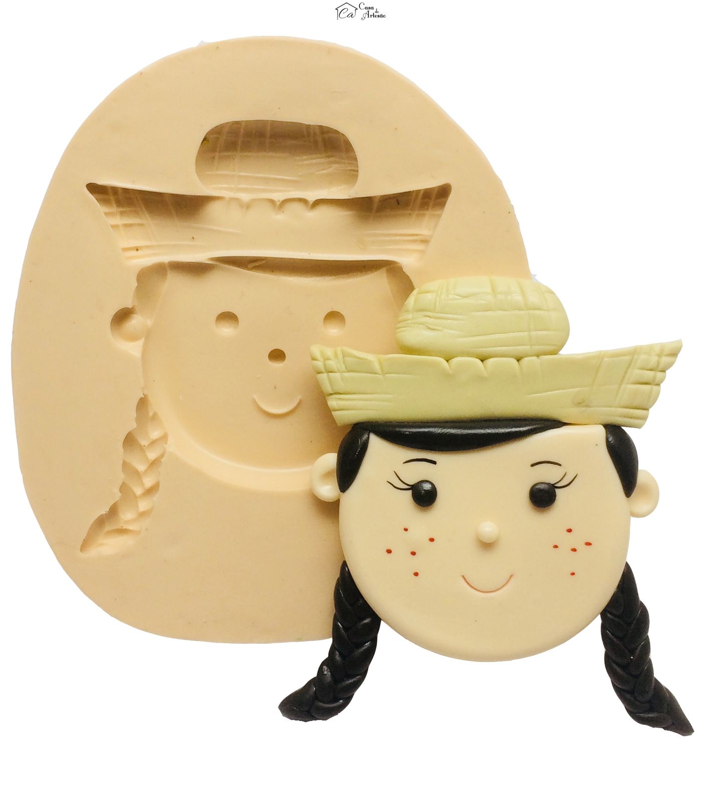 Molde de silicone - Caipira - Rosto Mulher - Super Grande - P338