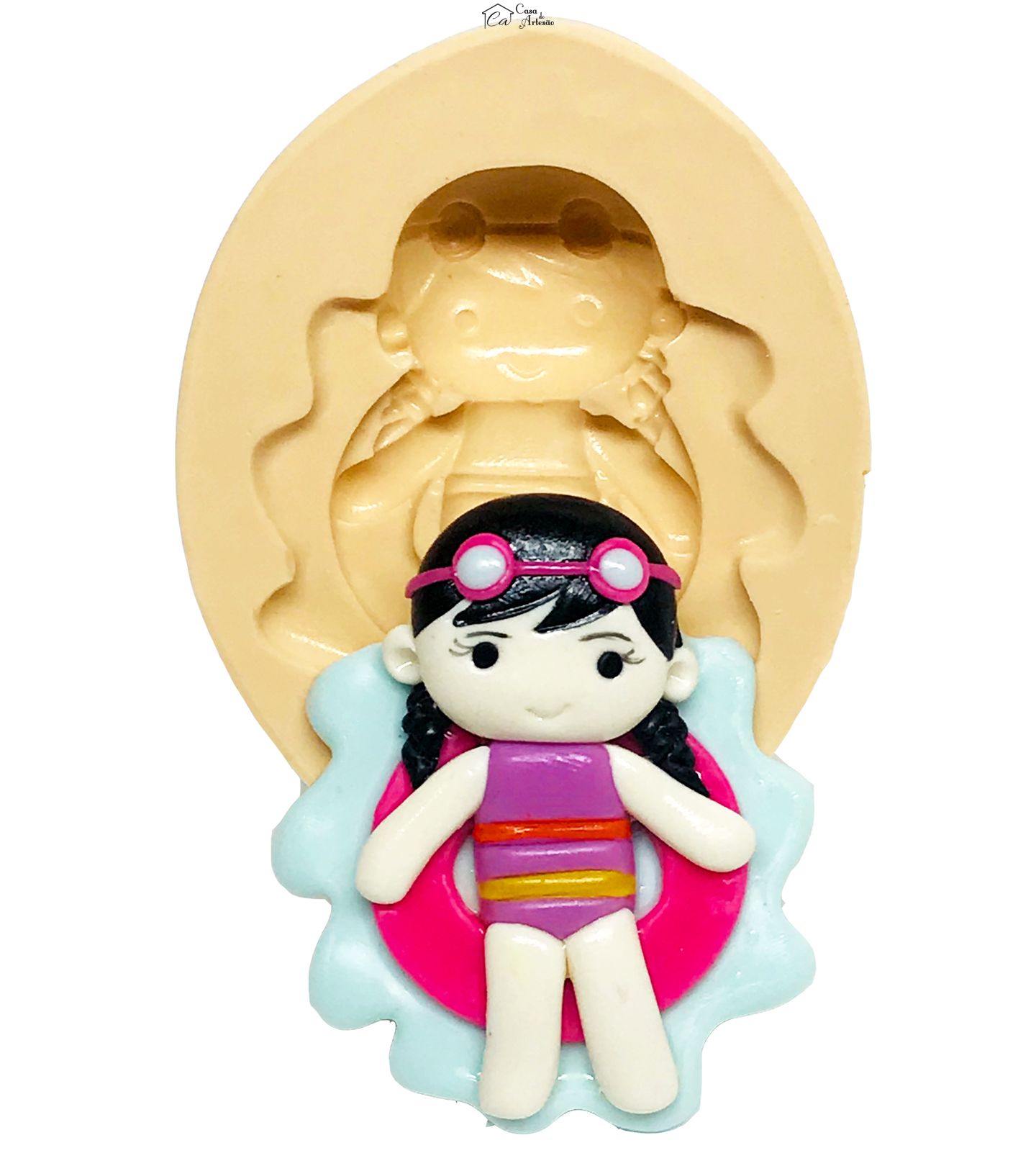 Molde de silicone - Pool Party - Menina na Boia - Grande - P609