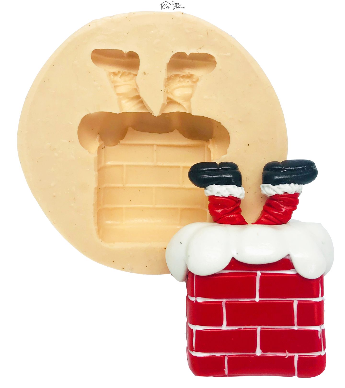 Molde de silicone - Papai Noel Entrando na Chaminé - Médio - 461