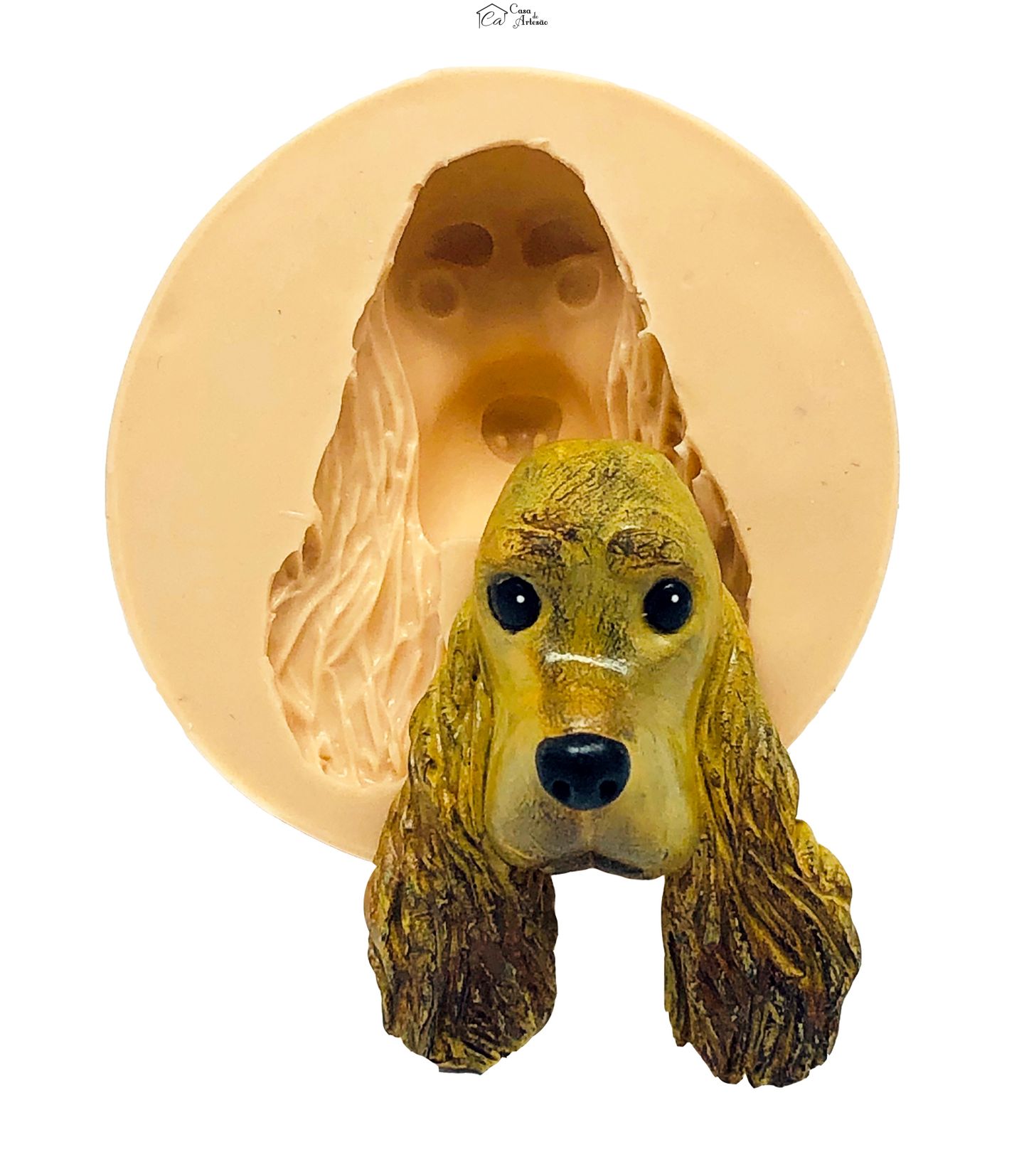 Molde de silicone - Cachorro - Rosto Cocker Spaniel - Grande - P827