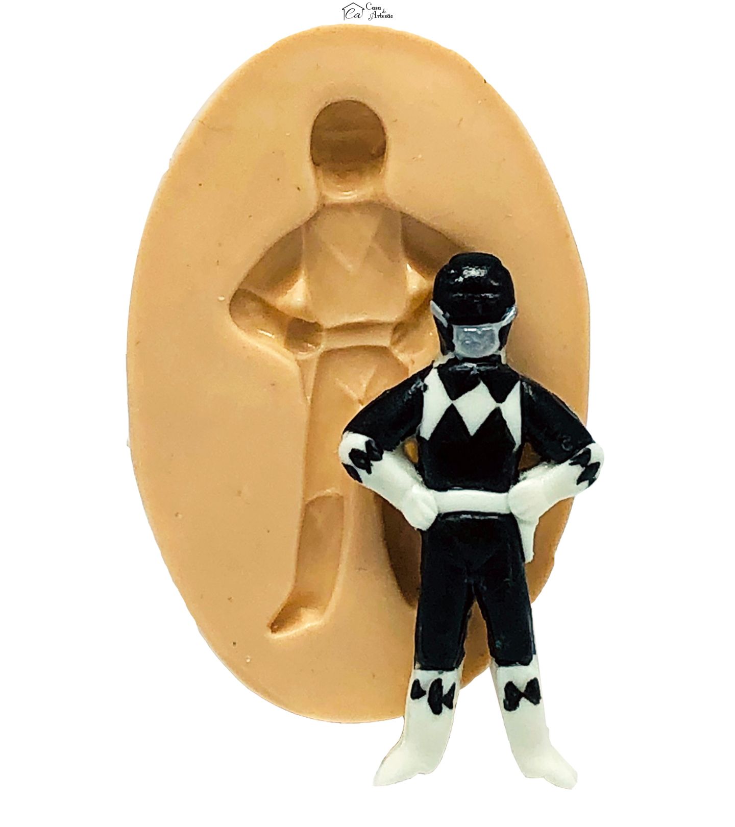 Molde de silicone - Power Ranger - Preto - Pequeno - P804
