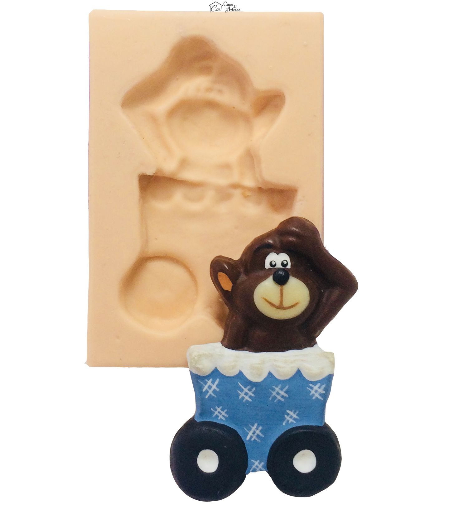 Molde de silicone - Macaco no Carrinho de Bebe - P114