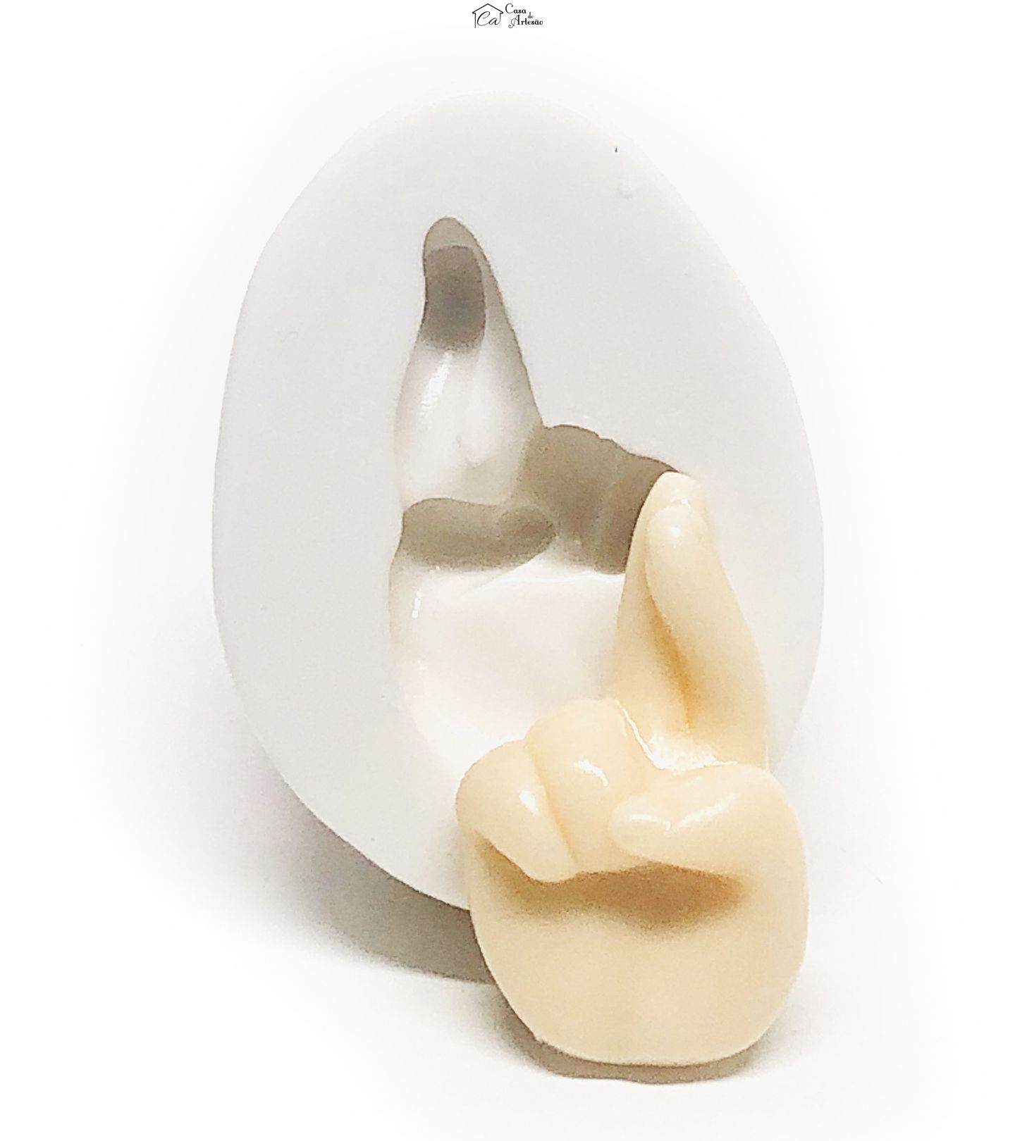 Molde de silicone - Alfabeto Libras - R - Pequeno - P1098