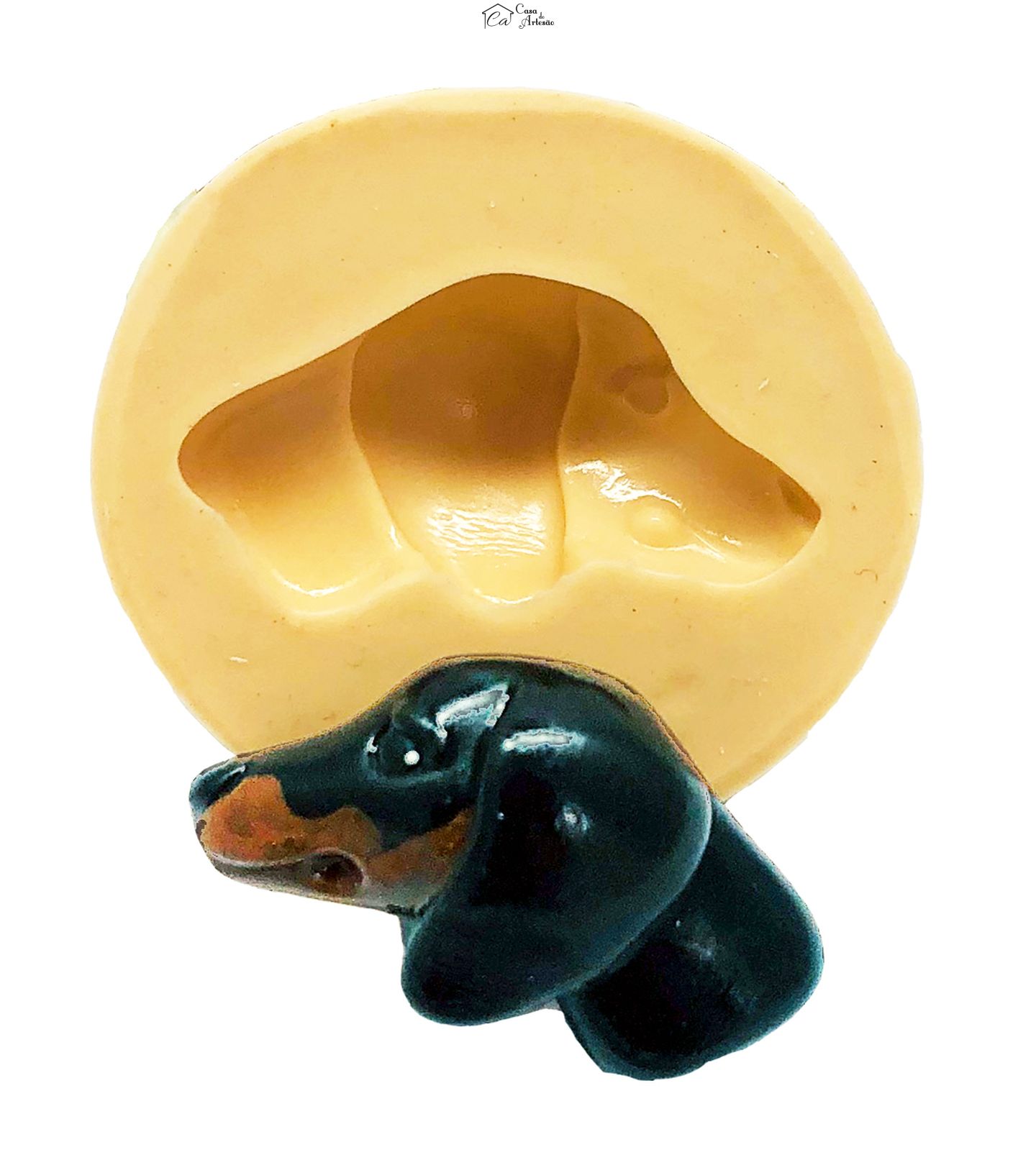 Molde de silicone - Cachorro - Rosto Dachshund - Pequeno - P855