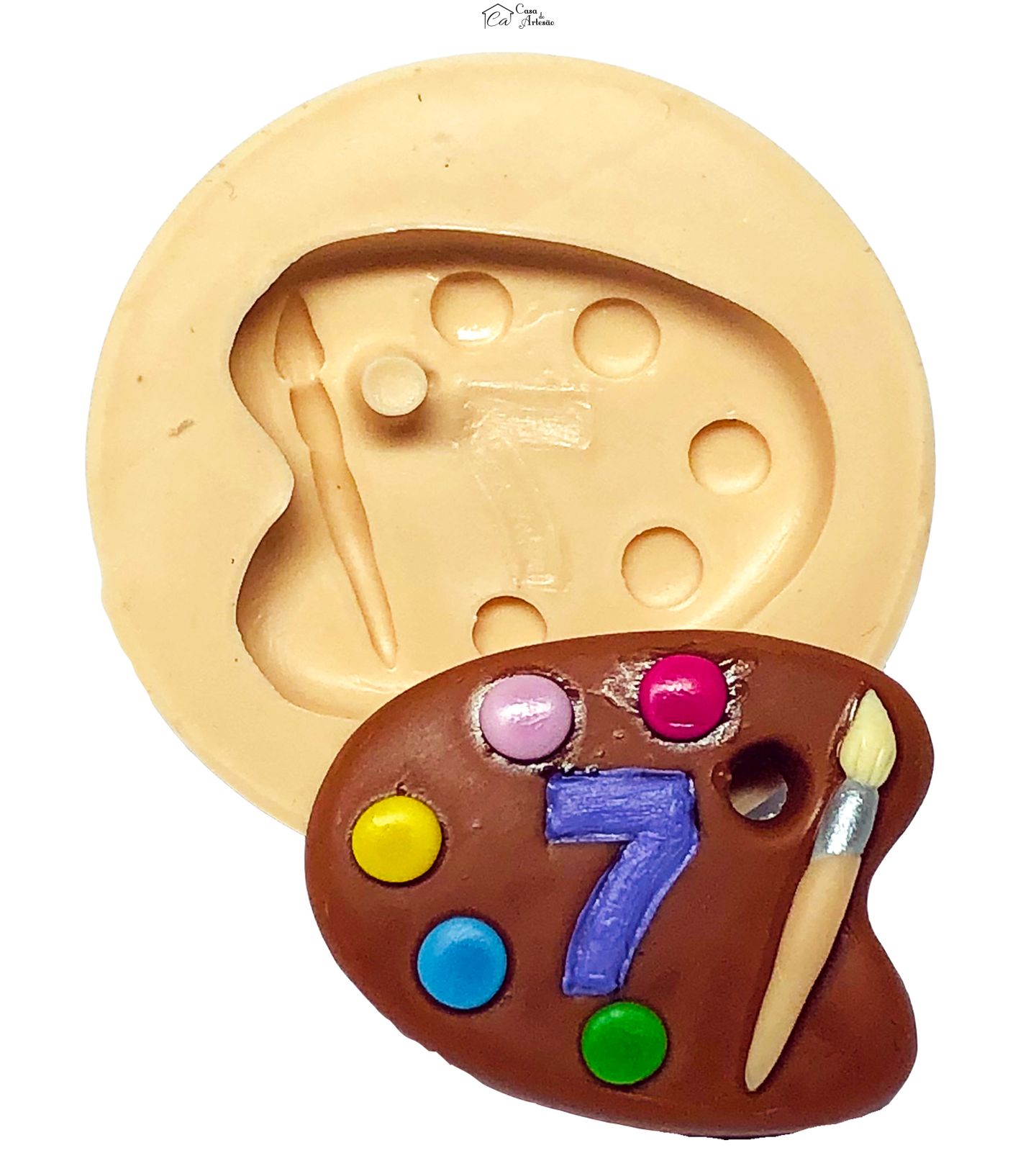 Molde de silicone - Pintando o 7 - Aquarela - Media - P691