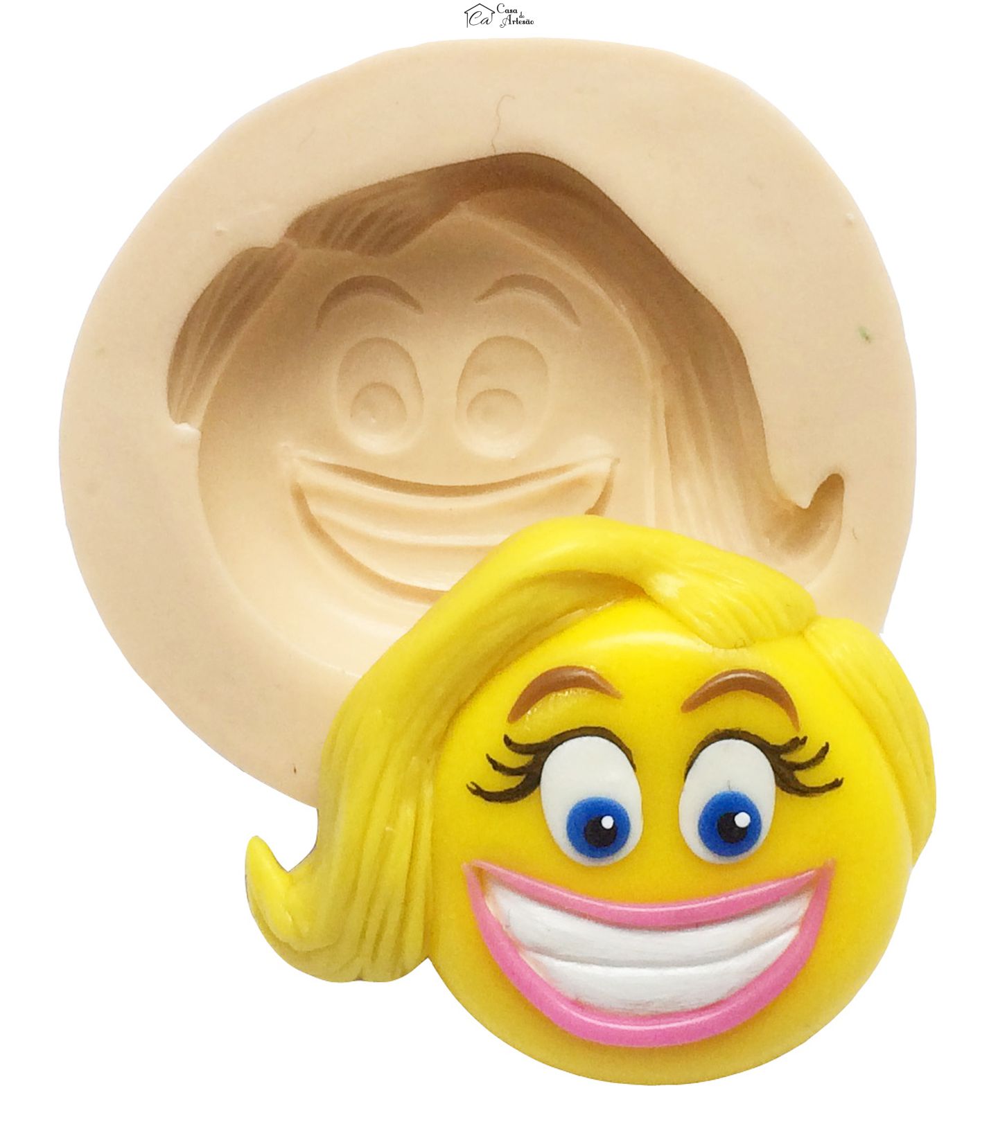 Molde de silicone - Emoji O filme - Rosto Sorrizete Medio - P291