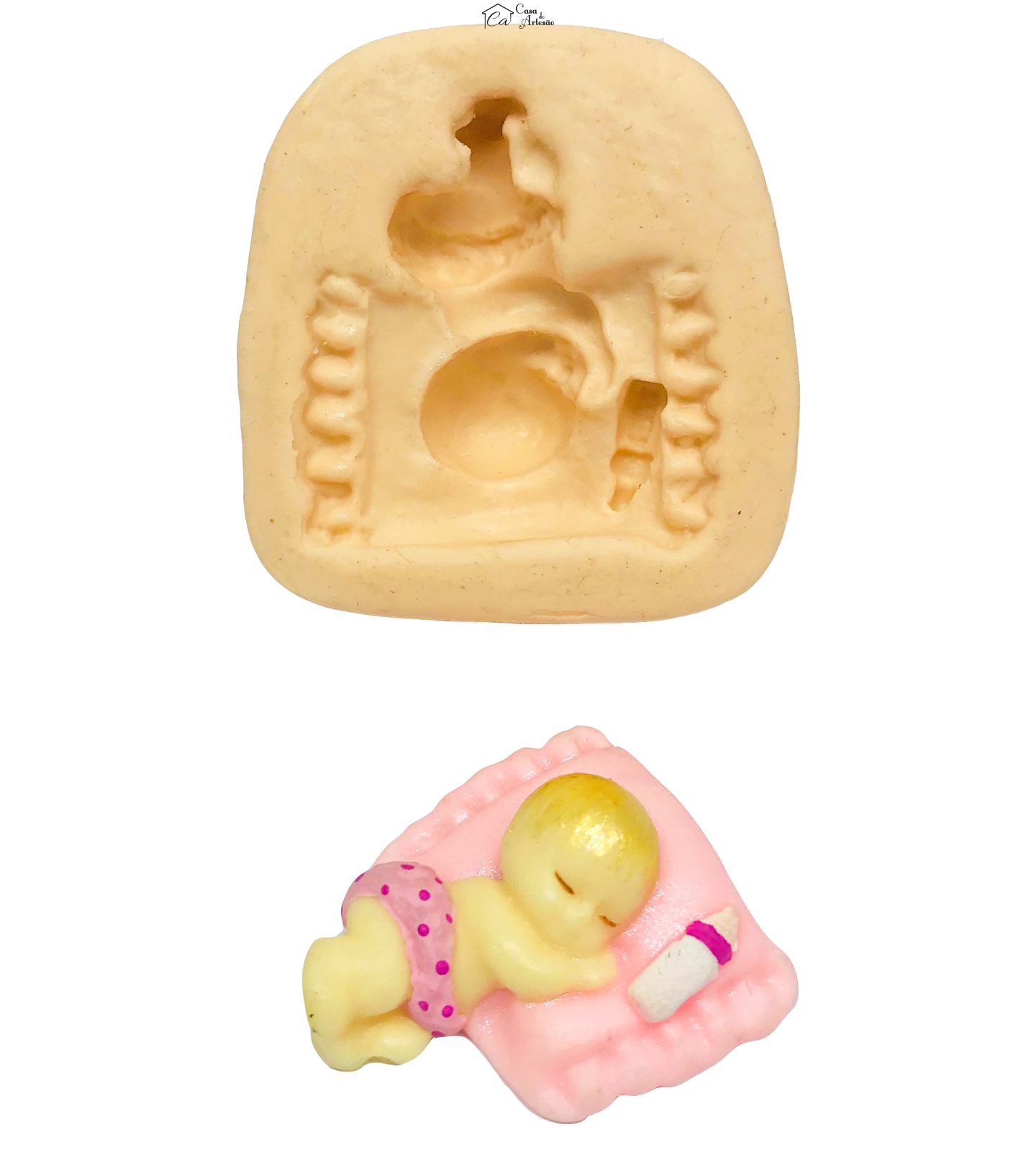 Molde de silicone - Bebê Dormindo de Lado c/ Mamadeira - P153