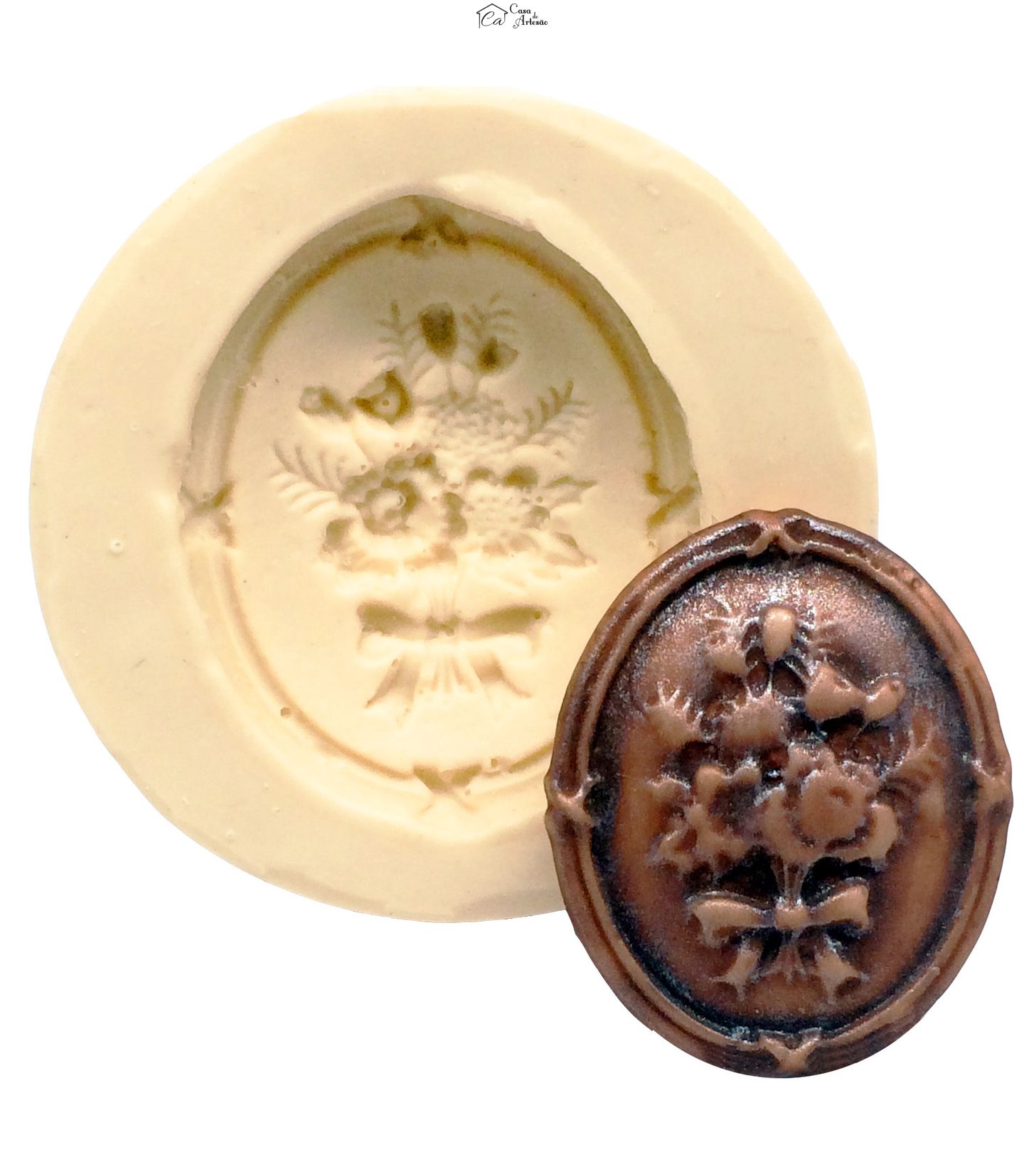 Molde de silicone - Tampa Oval Para Pote Trabalhada - 2