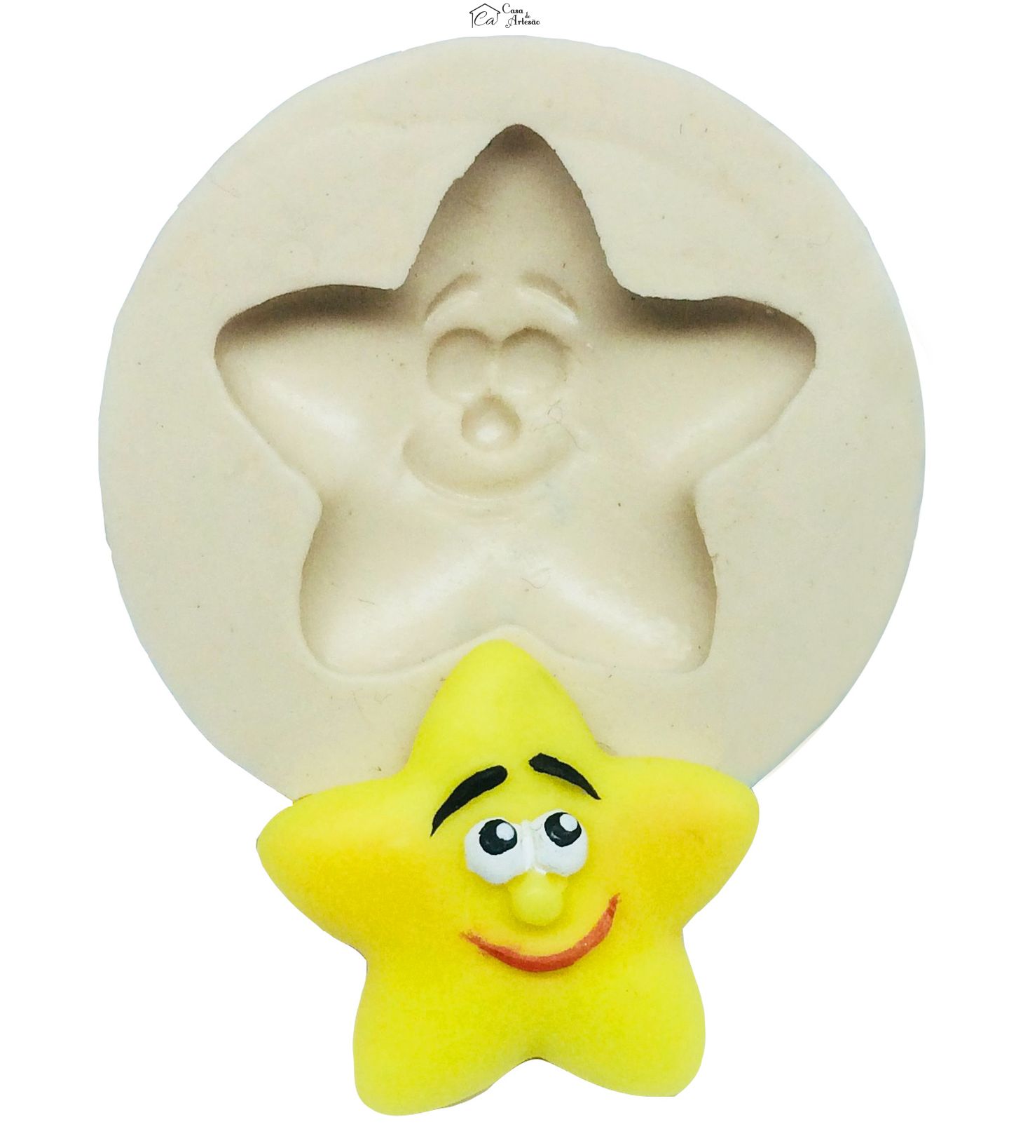 Molde de silicone - Estrela c/ Rosto - Pequena