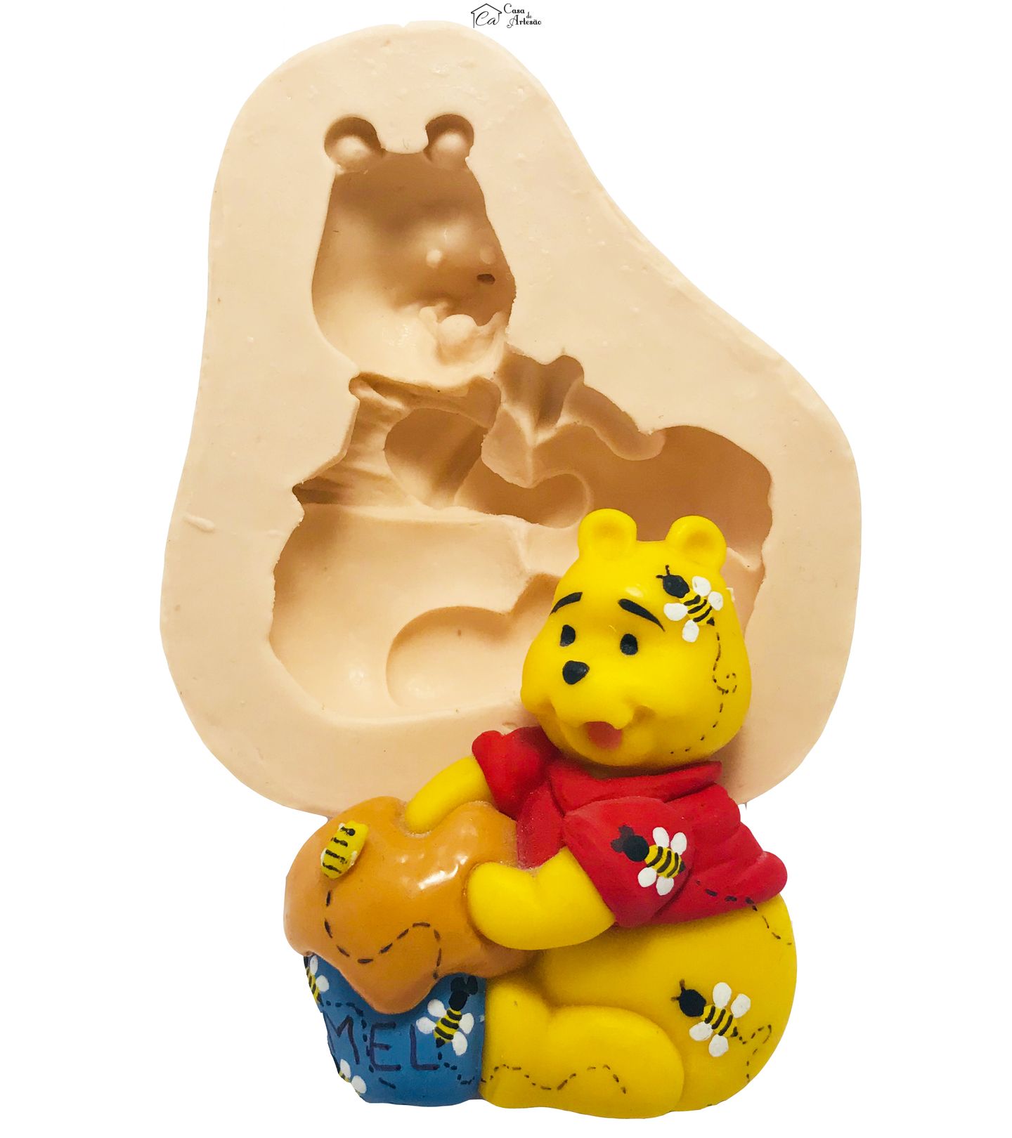 Molde de silicone - Turma do Urso Pooh - Pooh Grande c/ Pote de Mel - II - P31