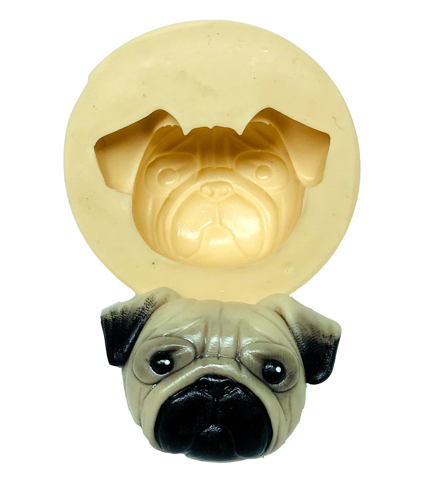Molde de silicone - Cachorro - Rosto Pug - Grande - P625