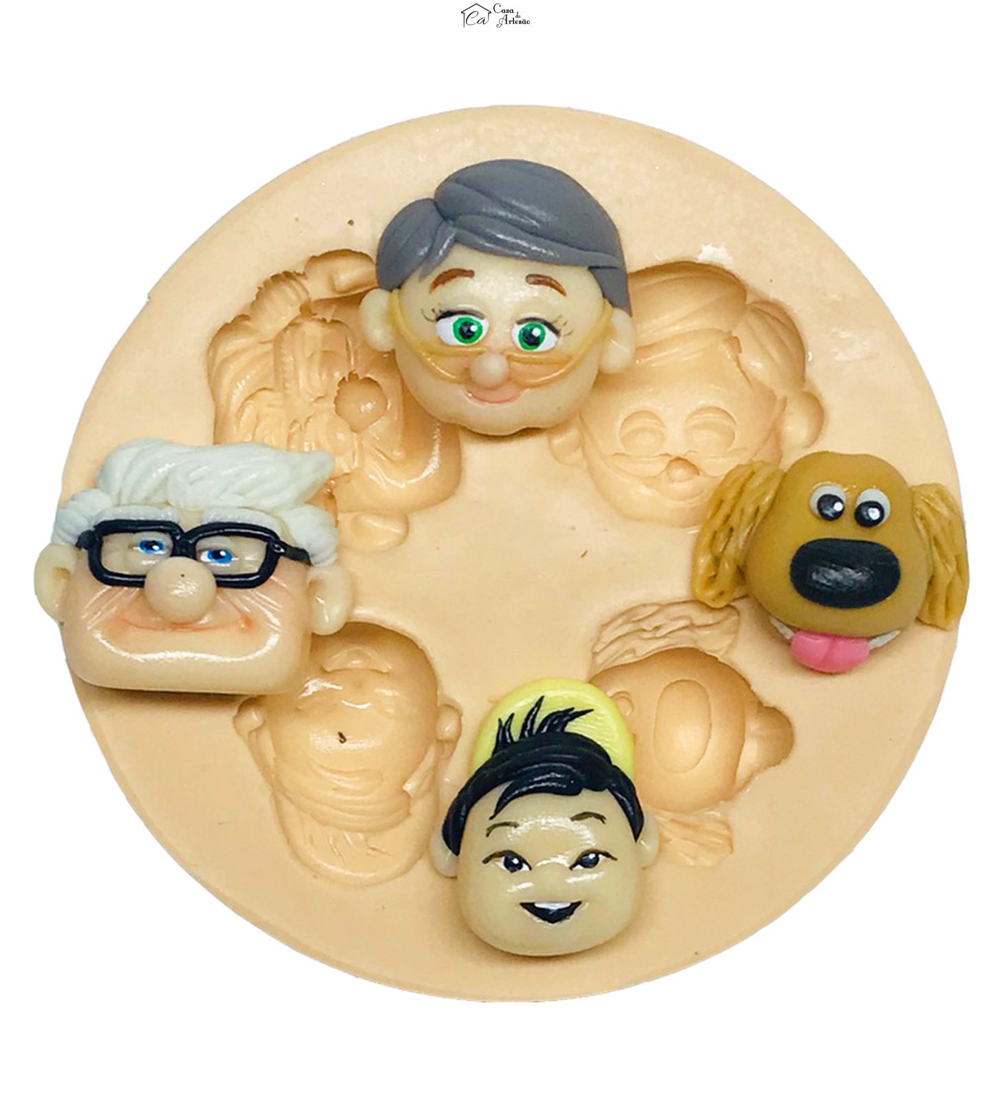 Molde de silicone - Up! Altas Aventuras - Rosto Ellie, Carl, Russel e Dug - P548