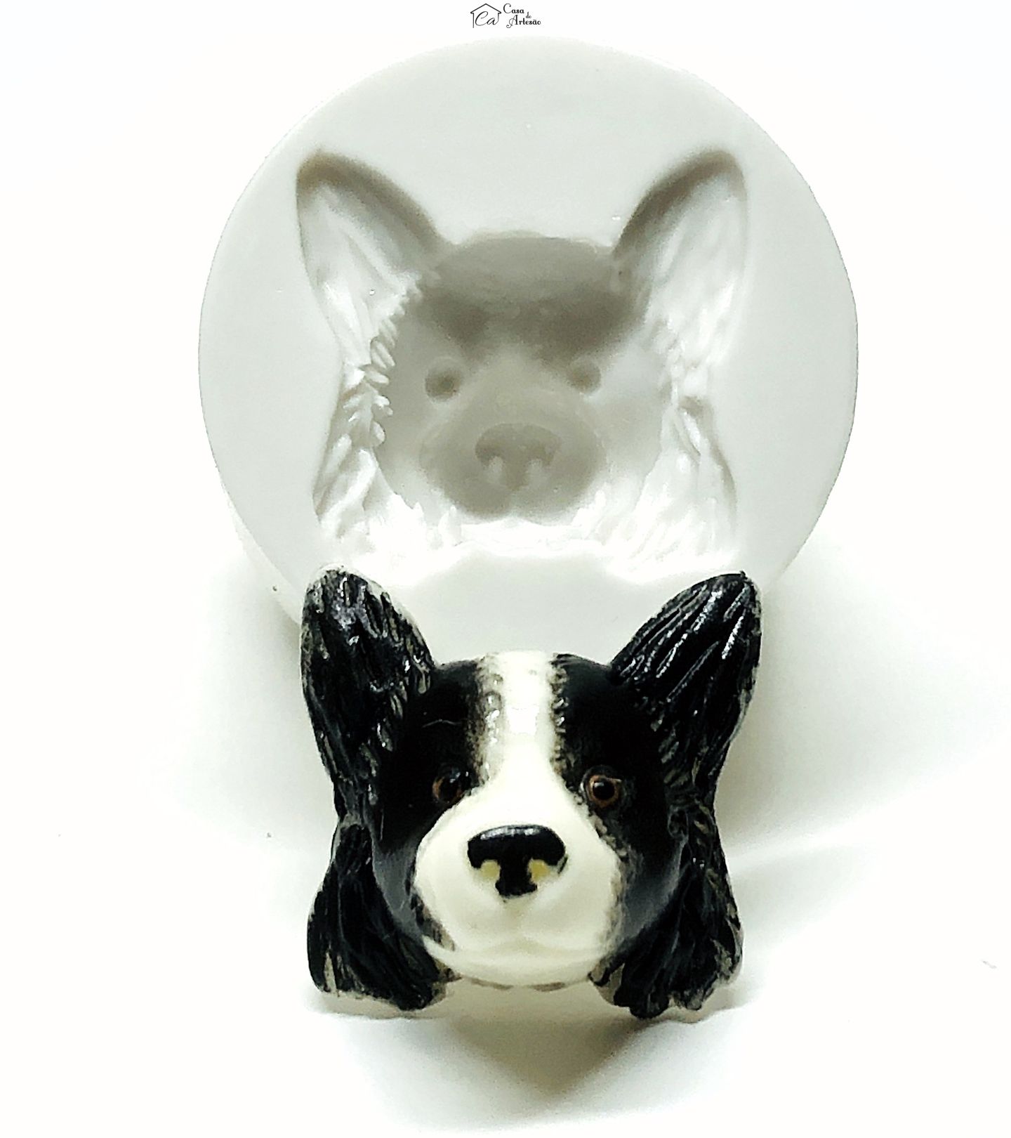 Molde de silicone - Cachorro - Rosto Border Collie - Medio - P1048