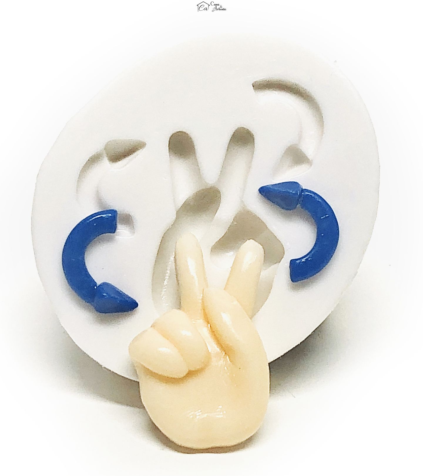 Molde de silicone - Alfabeto Libras - H - Pequeno - P1096