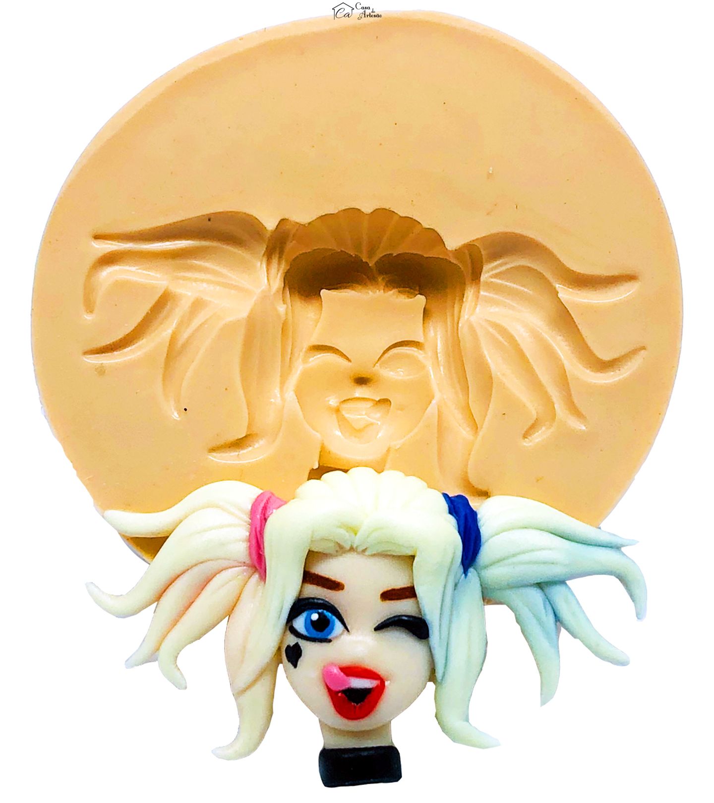 Molde de silicone - Liga da Justiça - Rosto Arlequina - Pequeno - P765