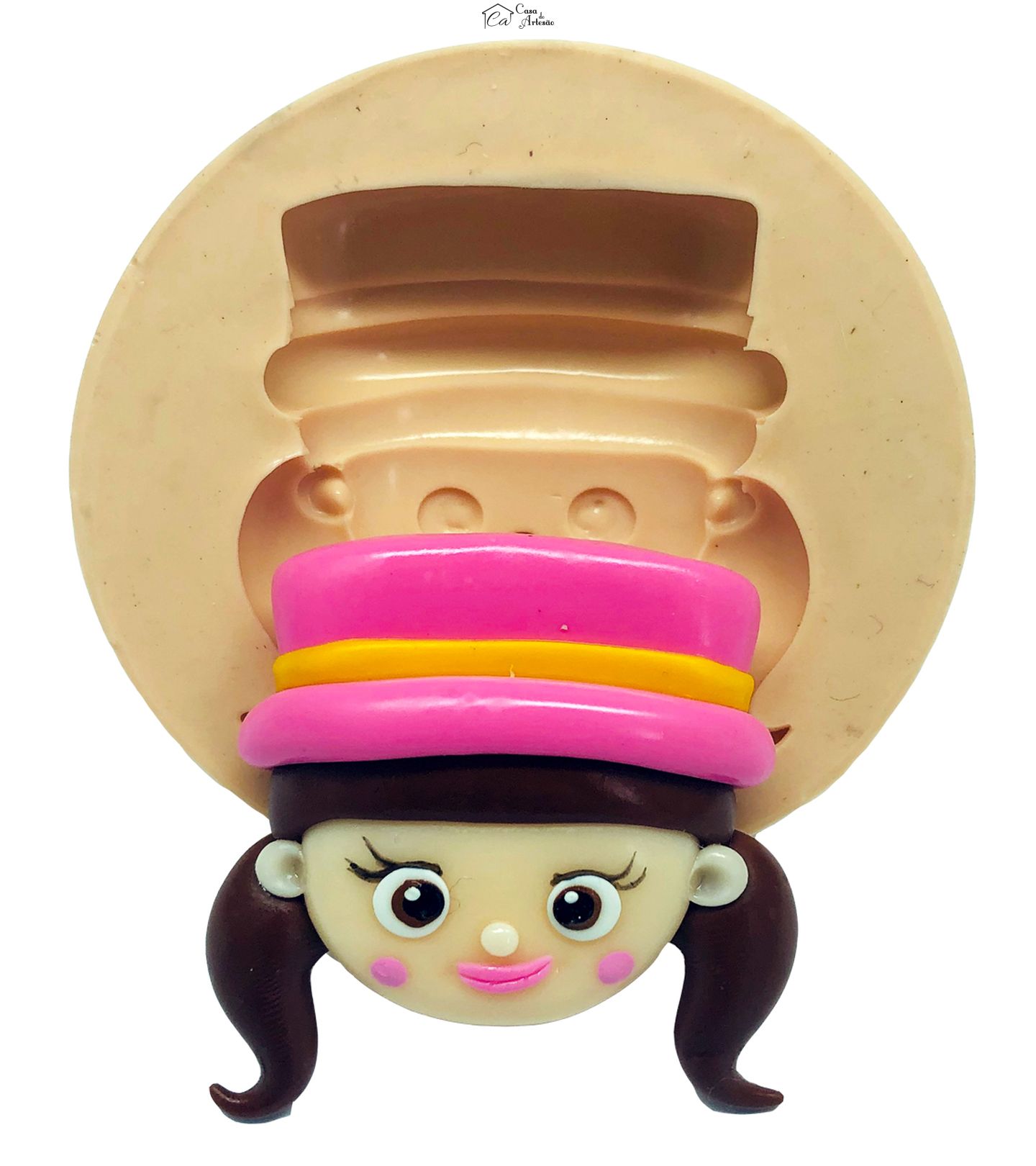 Molde de silicone - Circo Rosa - Rosto Domadora - Medio - P822