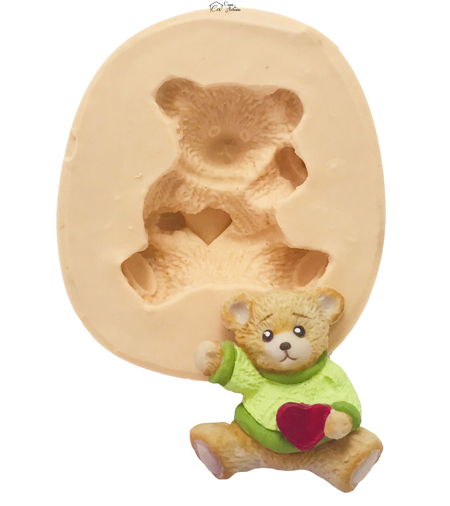 Molde de silicone - Urso Segurando Coração
