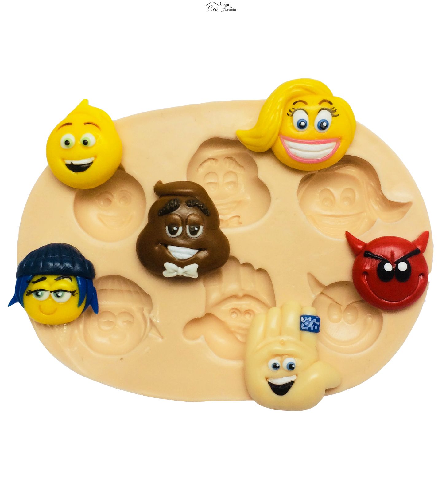 Molde de silicone - Emoji O filme - Rosto Personagens Pequeno - P303
