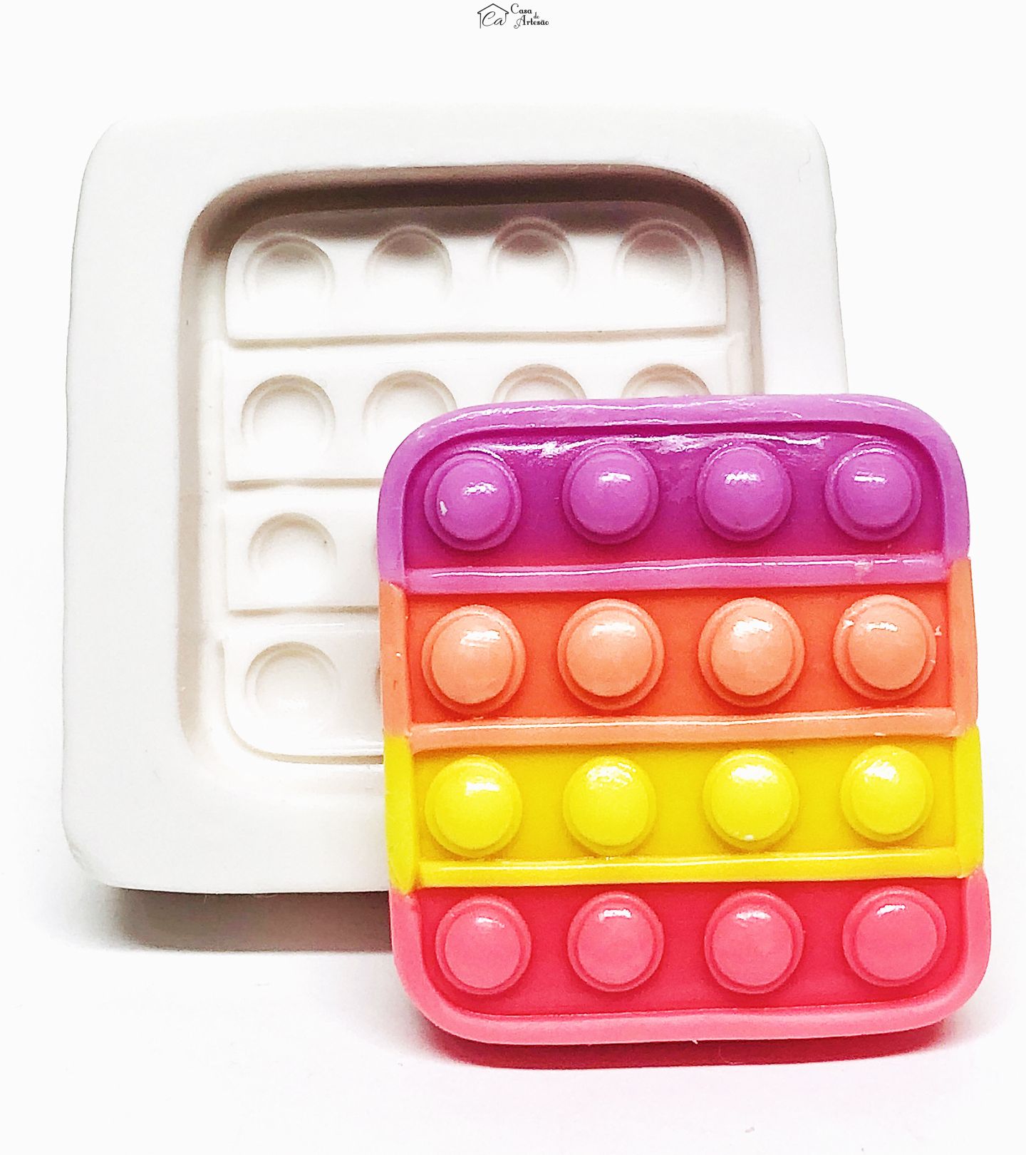 Molde de silicone - Fidget - Quadrado - Medio - P1085