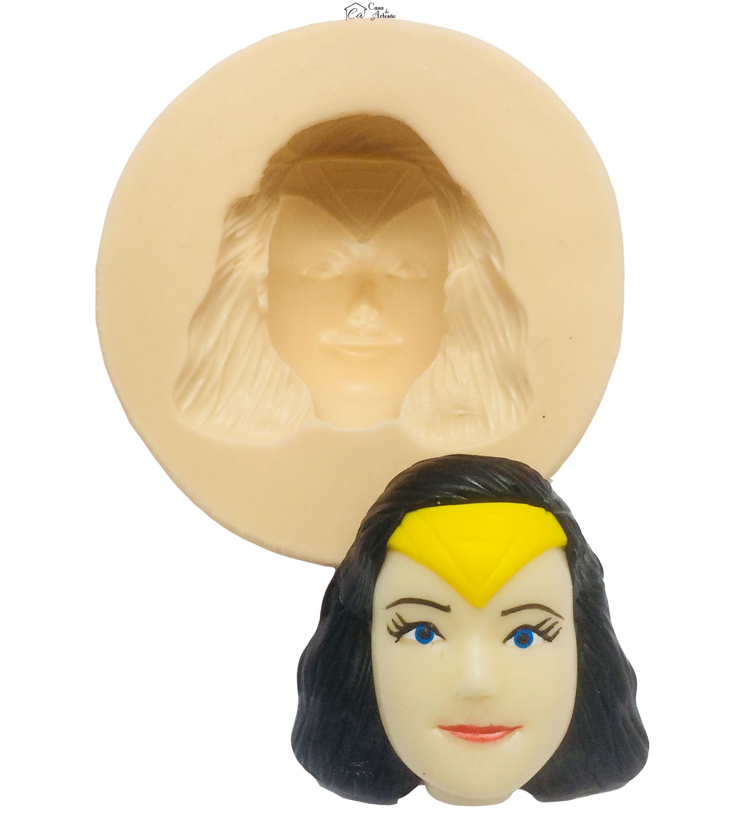 Molde de silicone - Liga da Justiça - Rosto Mulher Maravilha - Grande - P398