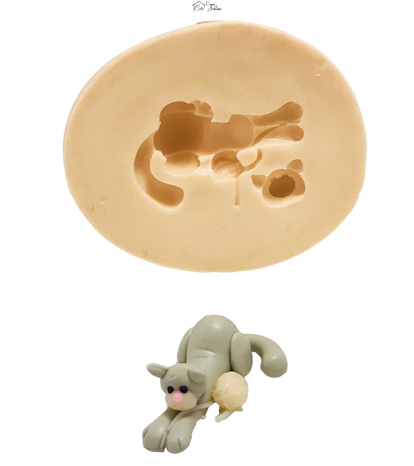 Molde de silicone - Gato com Lã - Pequeno - P411