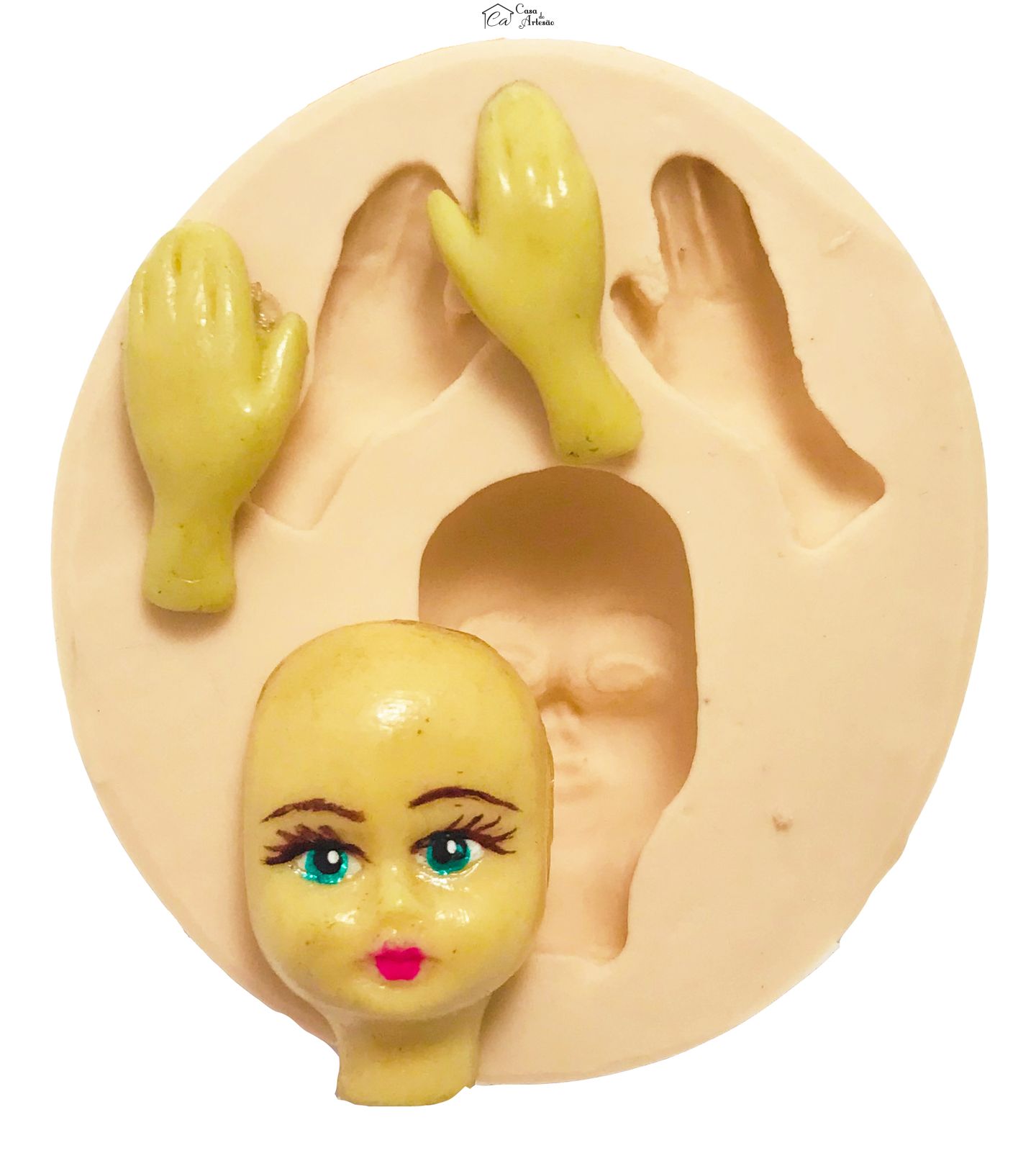 Molde de silicone - Rosto de Mulher c/ Mãos A Médio