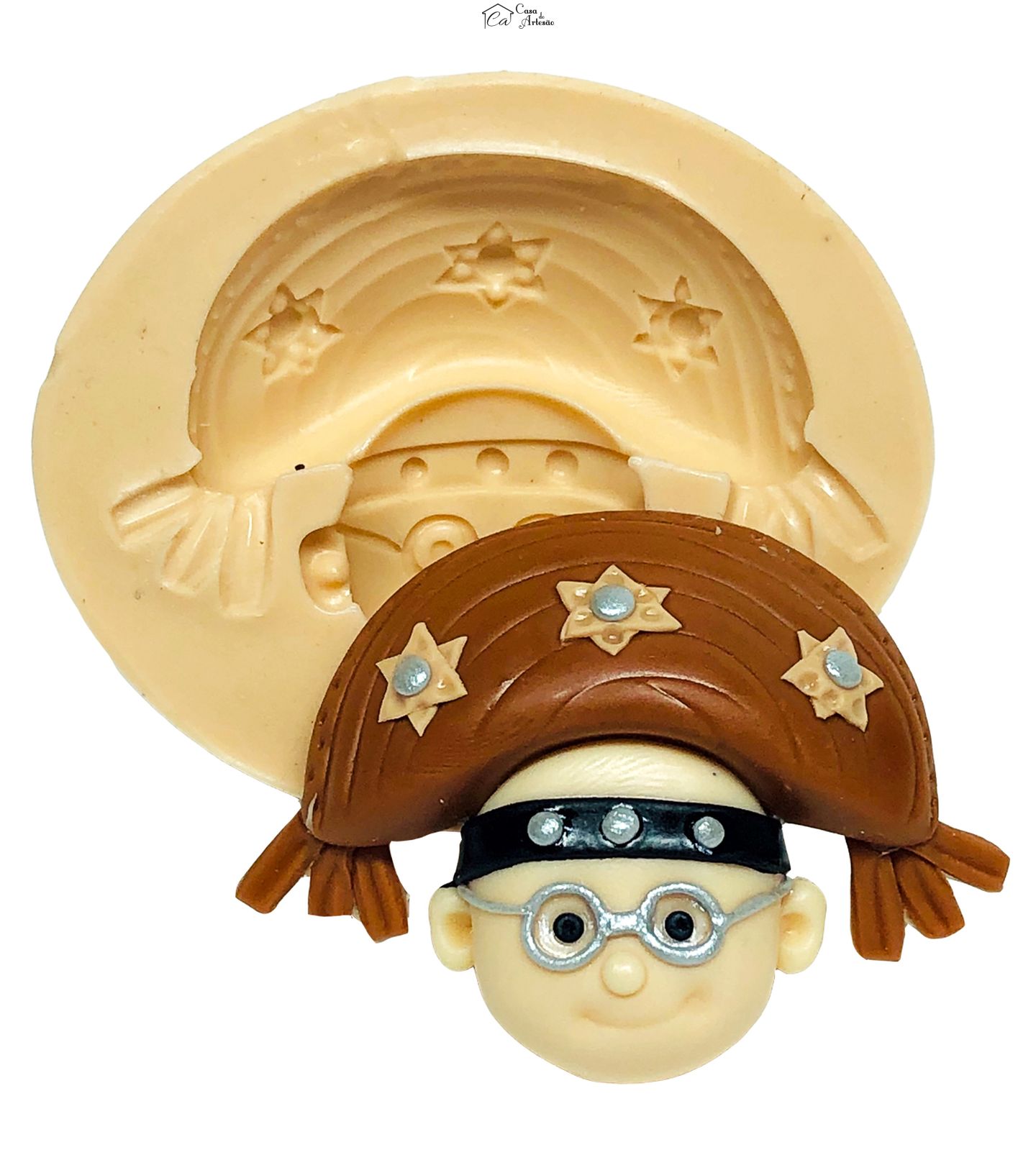 Molde de silicone - Tradições Nordestinas - Rosto Cangaceiro - Medio - P676