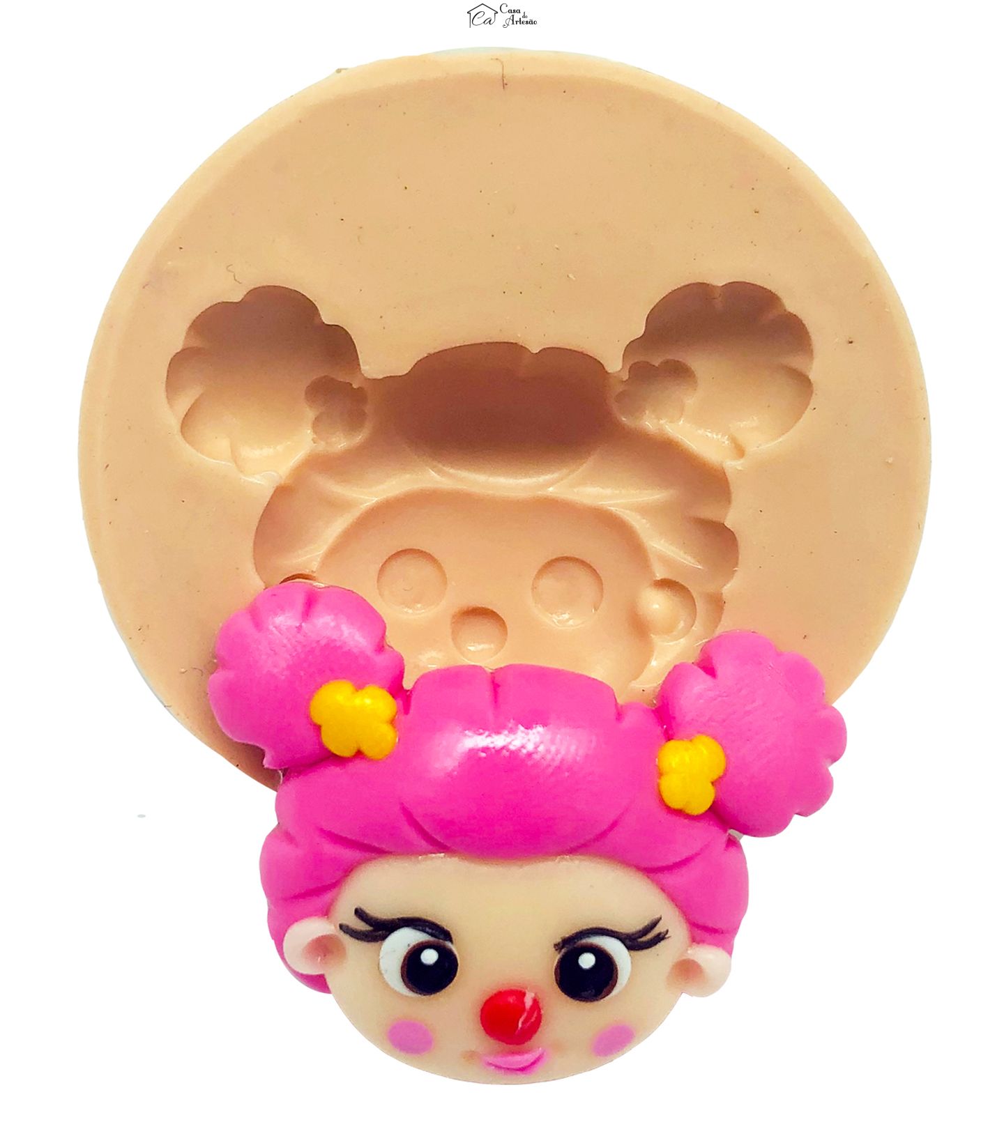 Molde de silicone - Circo Rosa - Rosto Palhaça 1 - Pequeno - P824