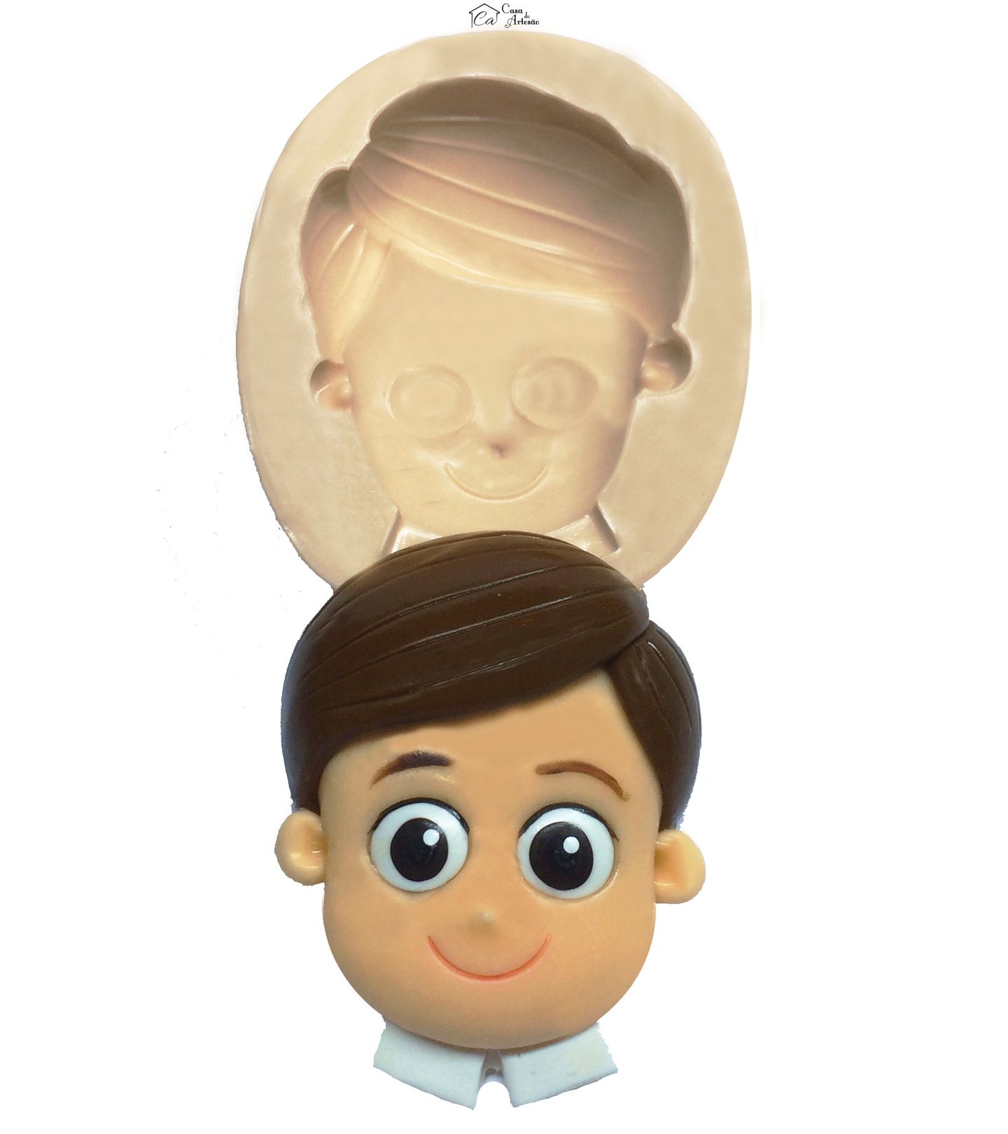 Molde de silicone - Chapeuzinho Vermelho - Rosto Caçador - Super Grande