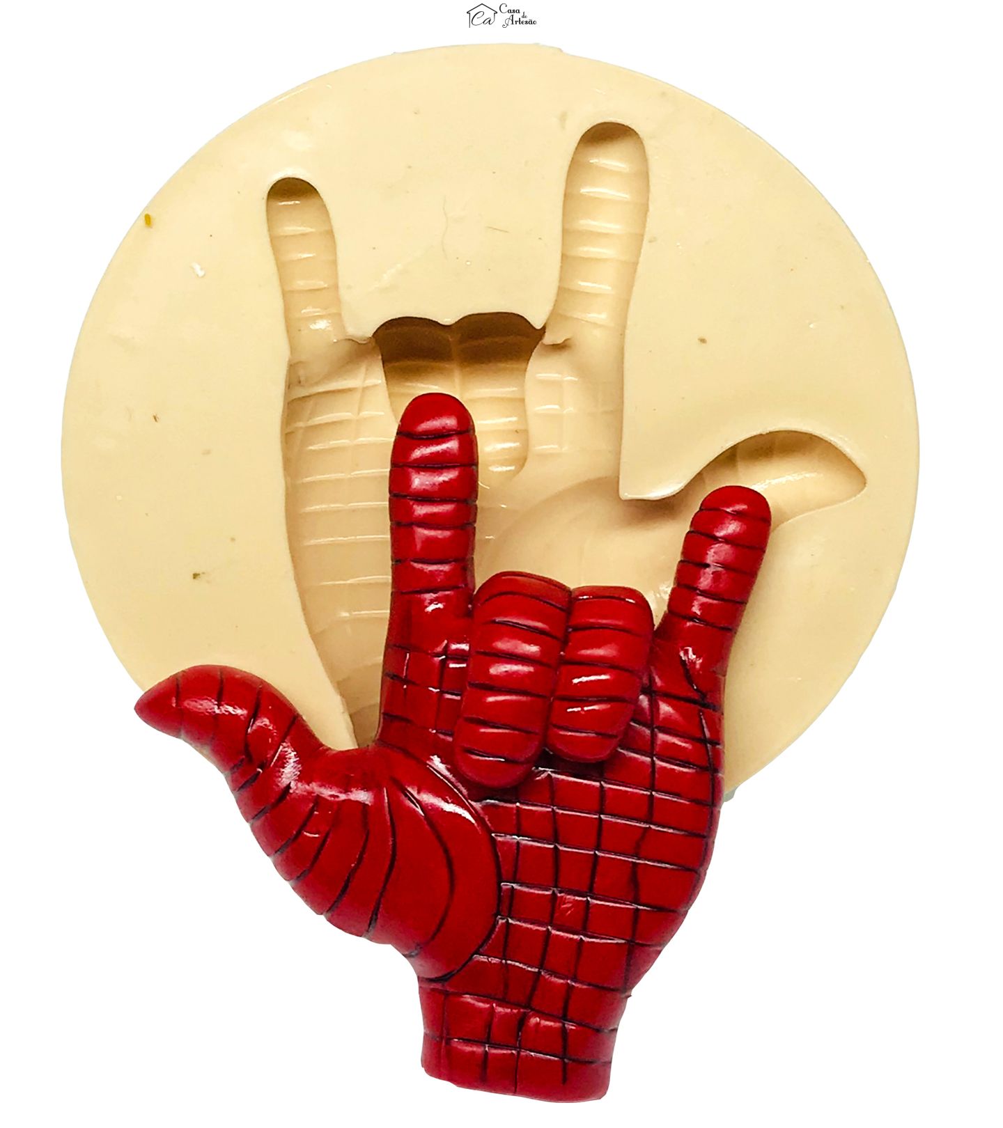 Molde de silicone - Os Vingadores - Homem Aranha - Mão - Grande - P625