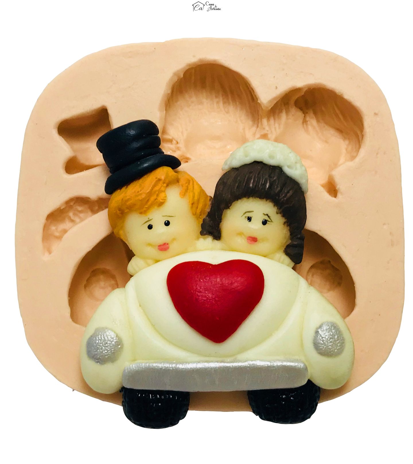 Molde de silicone - Casal de Noivos no Carro - P99