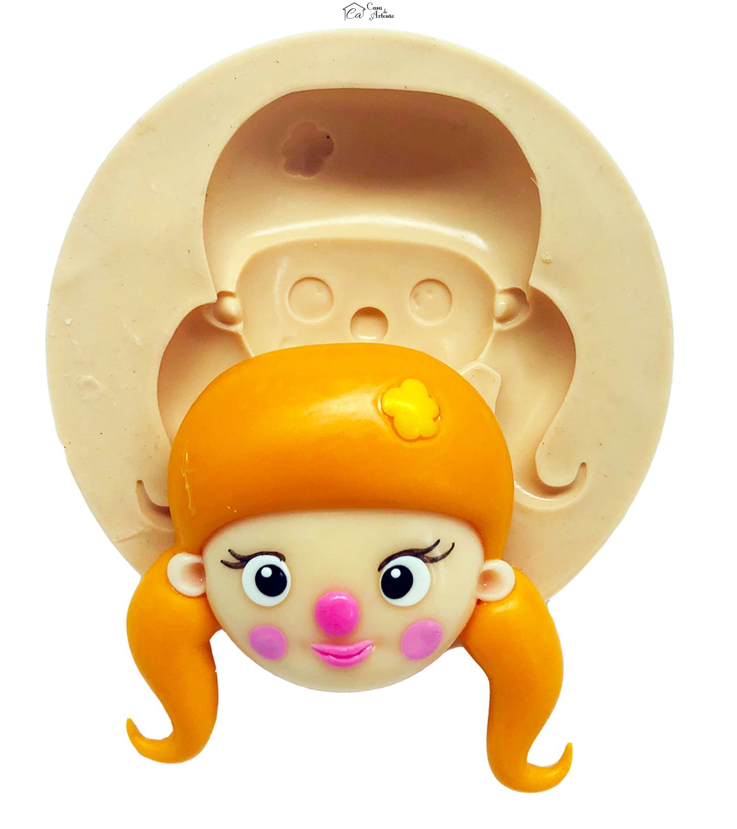 Molde de silicone - Circo Rosa - Rosto Palhaça 2 - Grande - P822