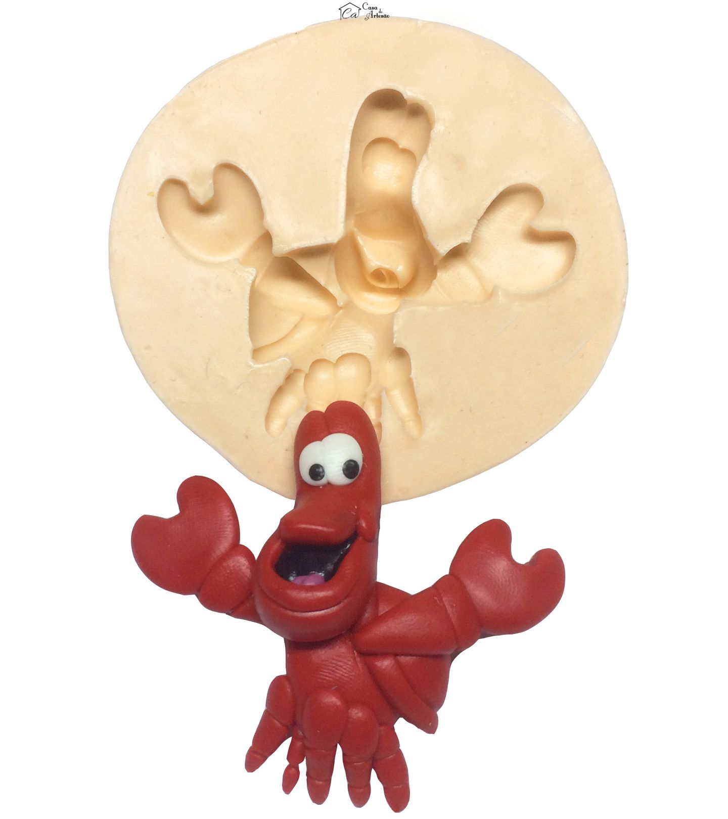 Molde de silicone - A Pequena Sereia - Sebastian - Caranguejo - Gd - P251